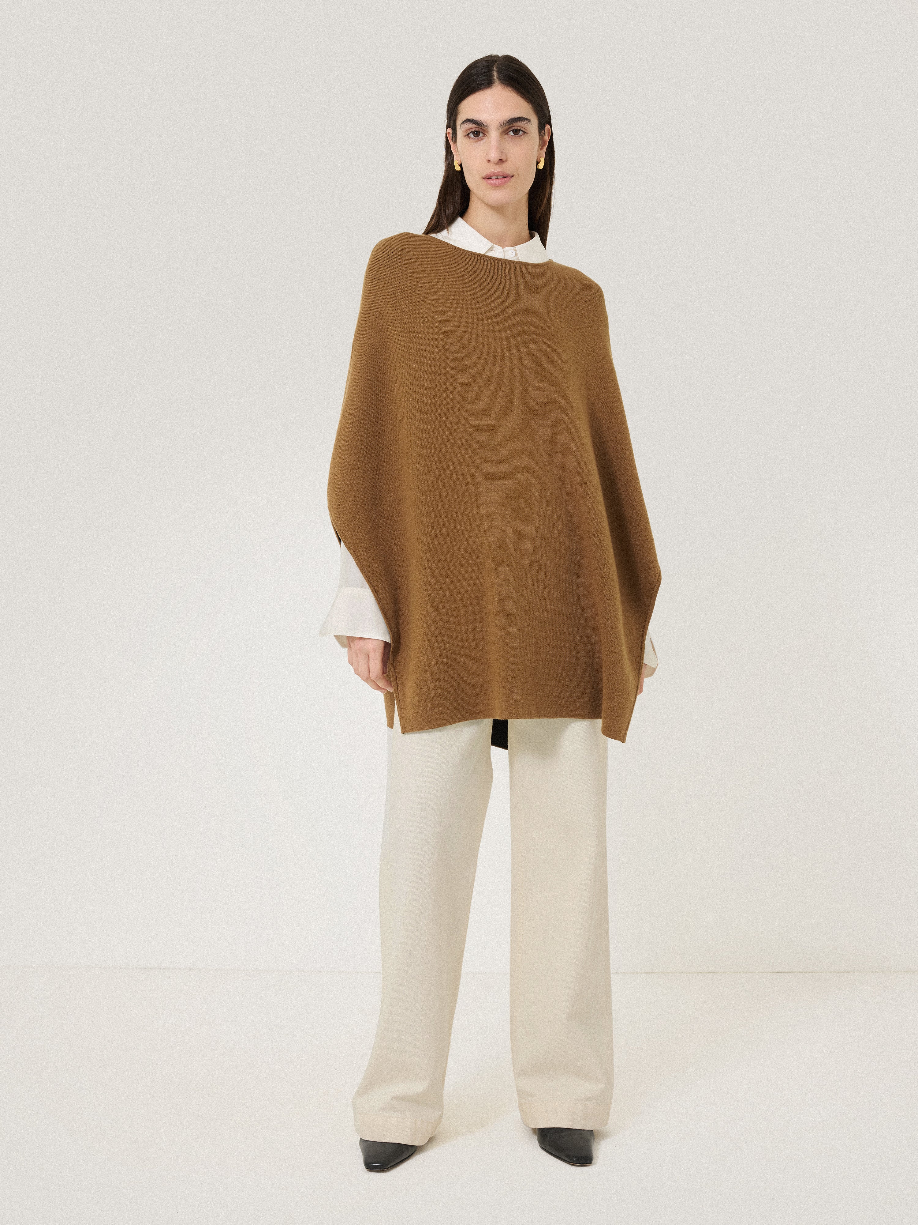 Double Face Knit Poncho | Toffee - Image 3