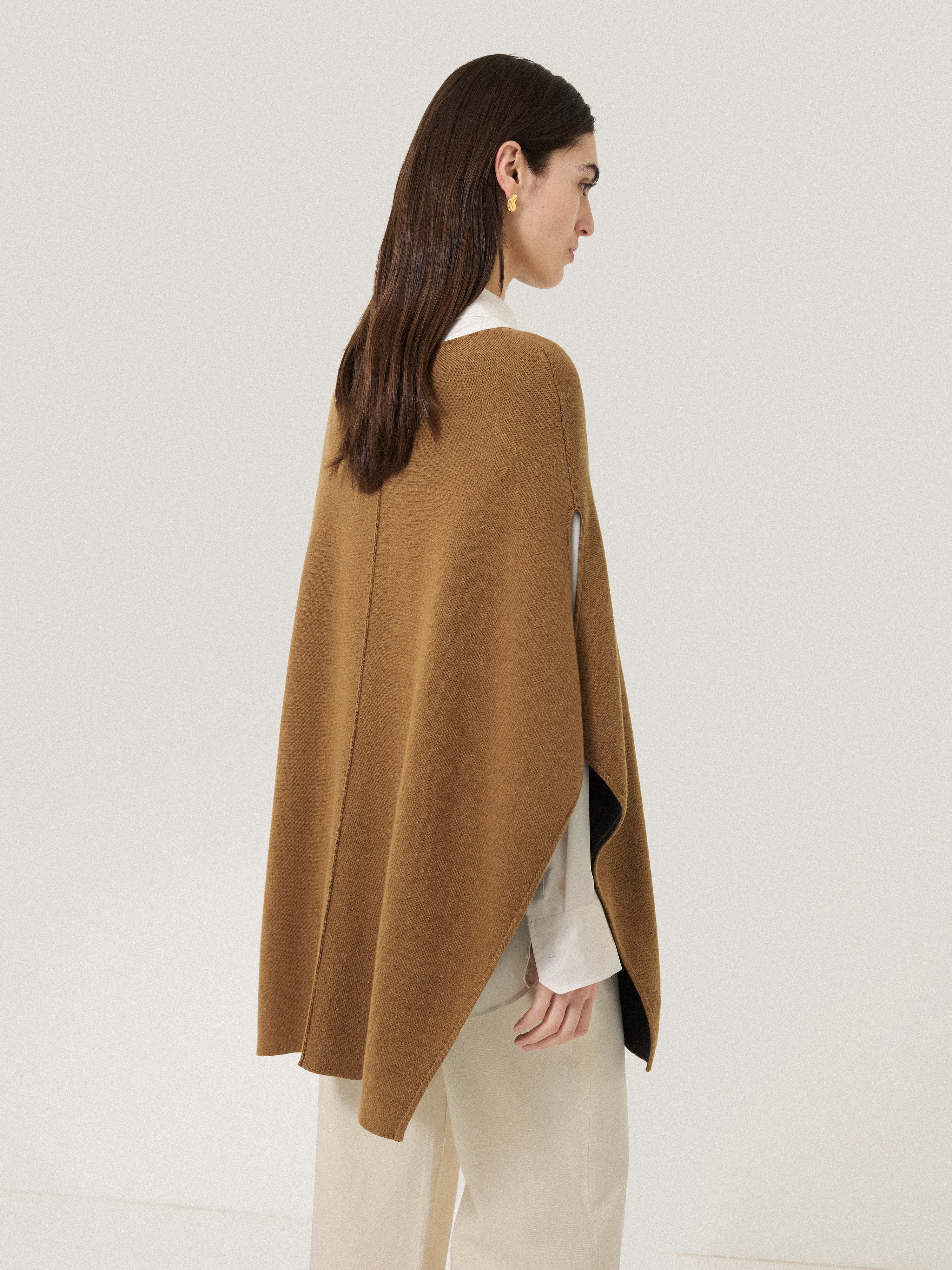 Double Face Knit Poncho | Toffee - Image 5