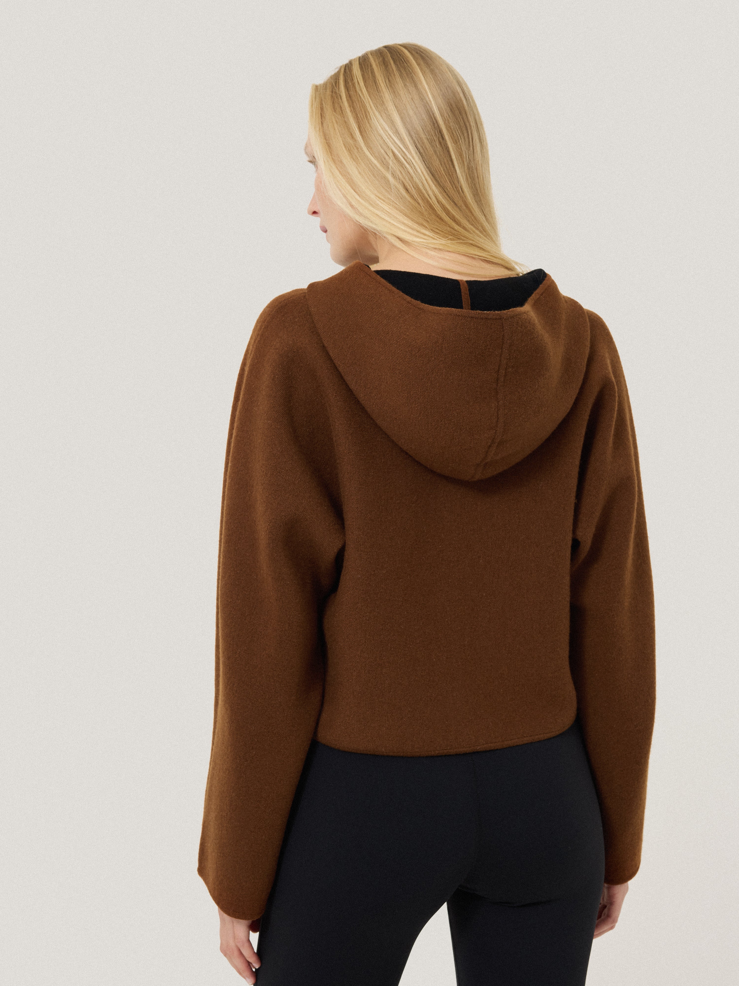 Double Face Zip Hoodie | Brown - Image 6