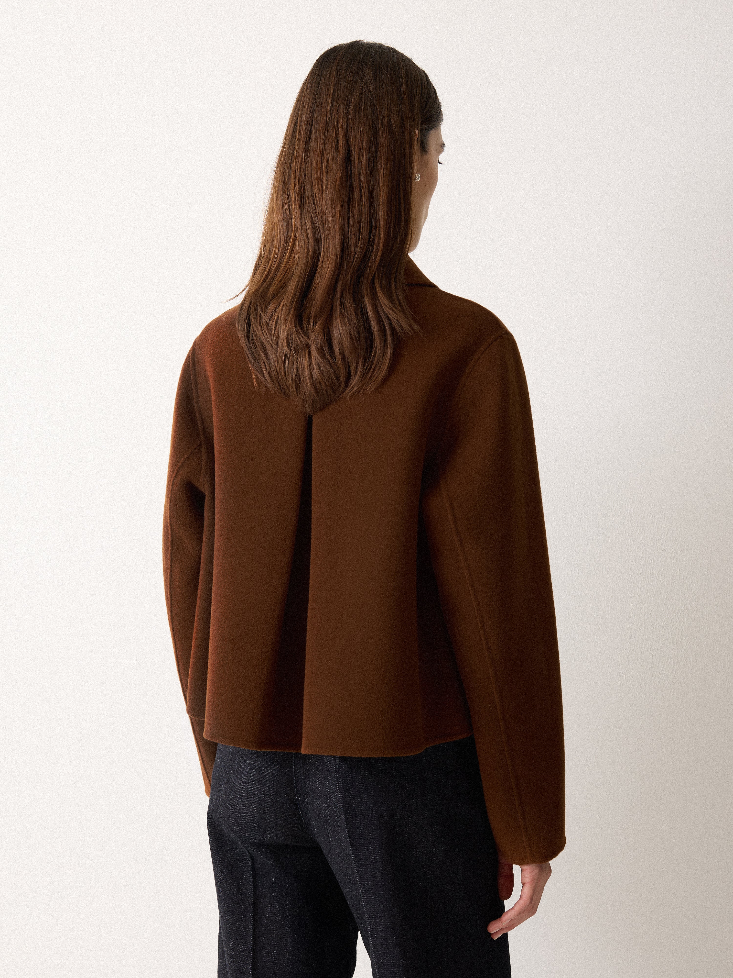 Double Faced Button Up Coat | Brown - Image 5