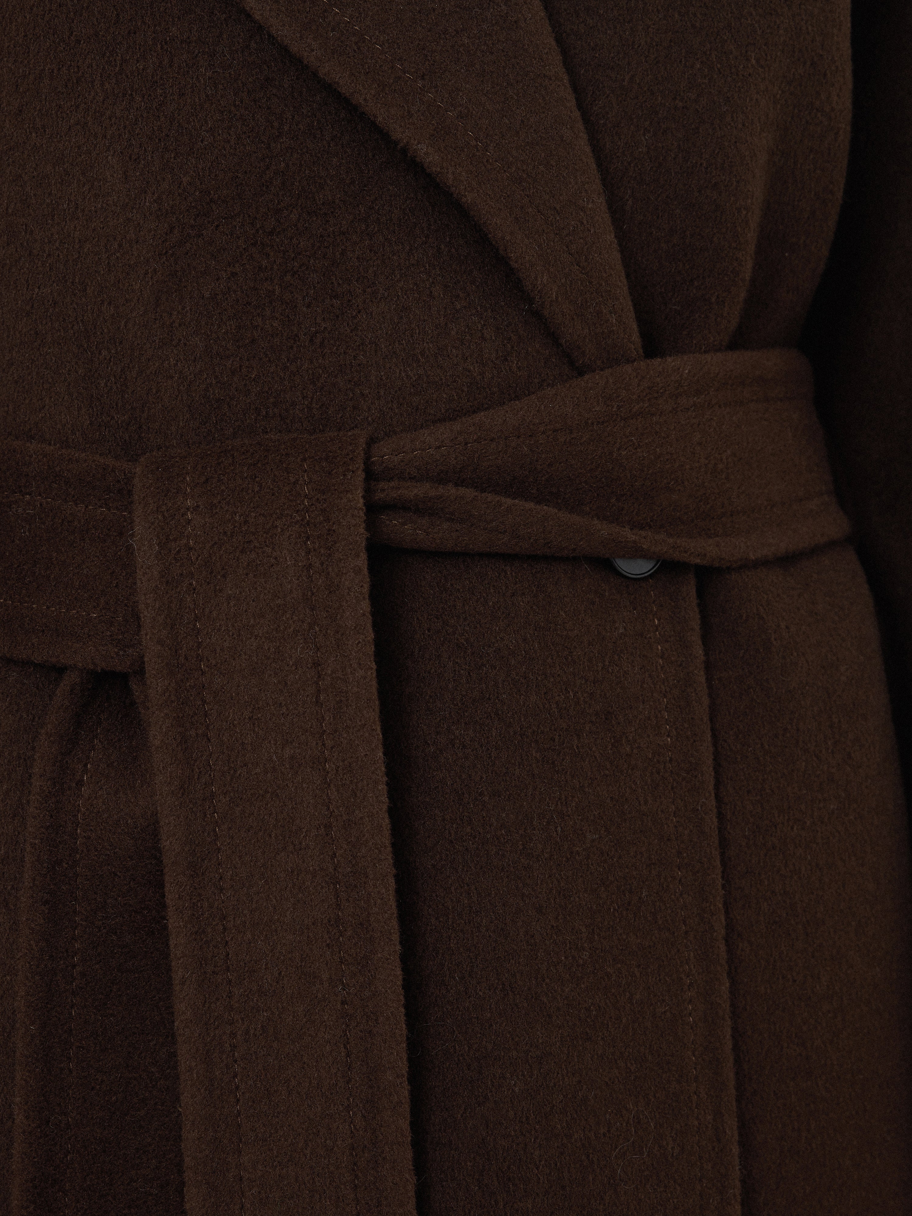 Double Faced Cocoon Wrap Coat | Chocolate - Image 7