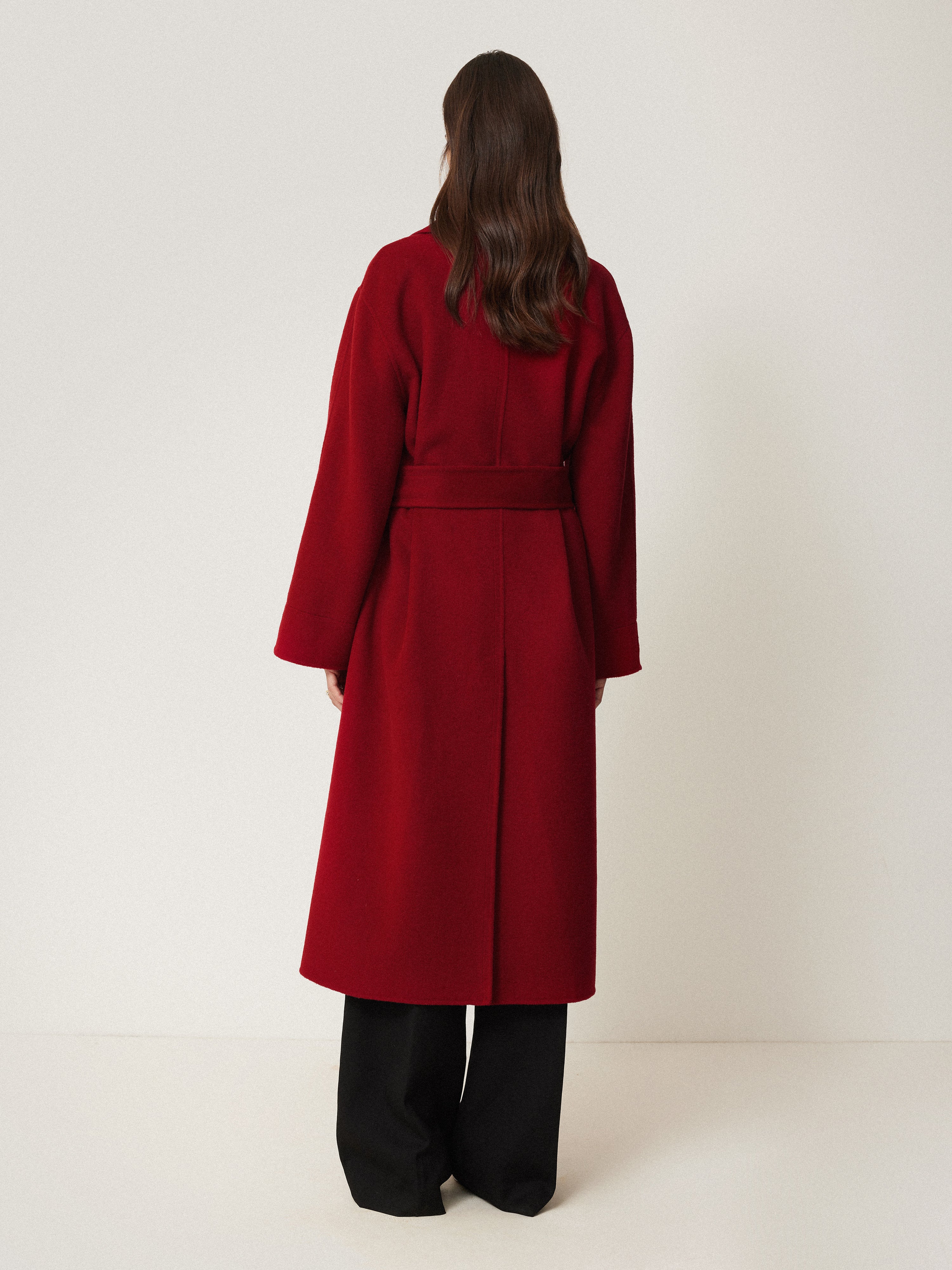 Double Faced Cocoon Wrap Coat | Red - Image 4