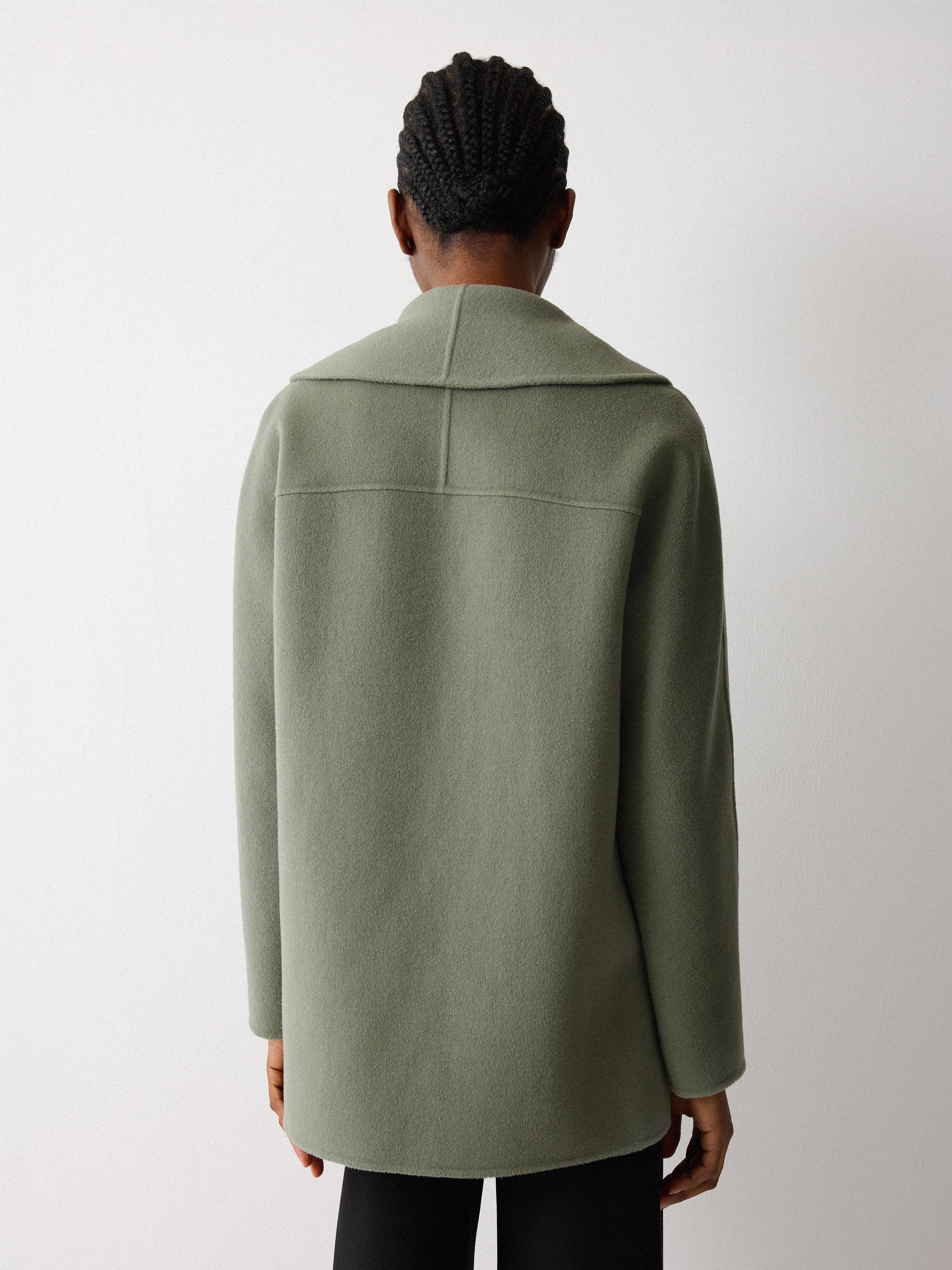Double Faced Shawl Coat | Blue - Image 5