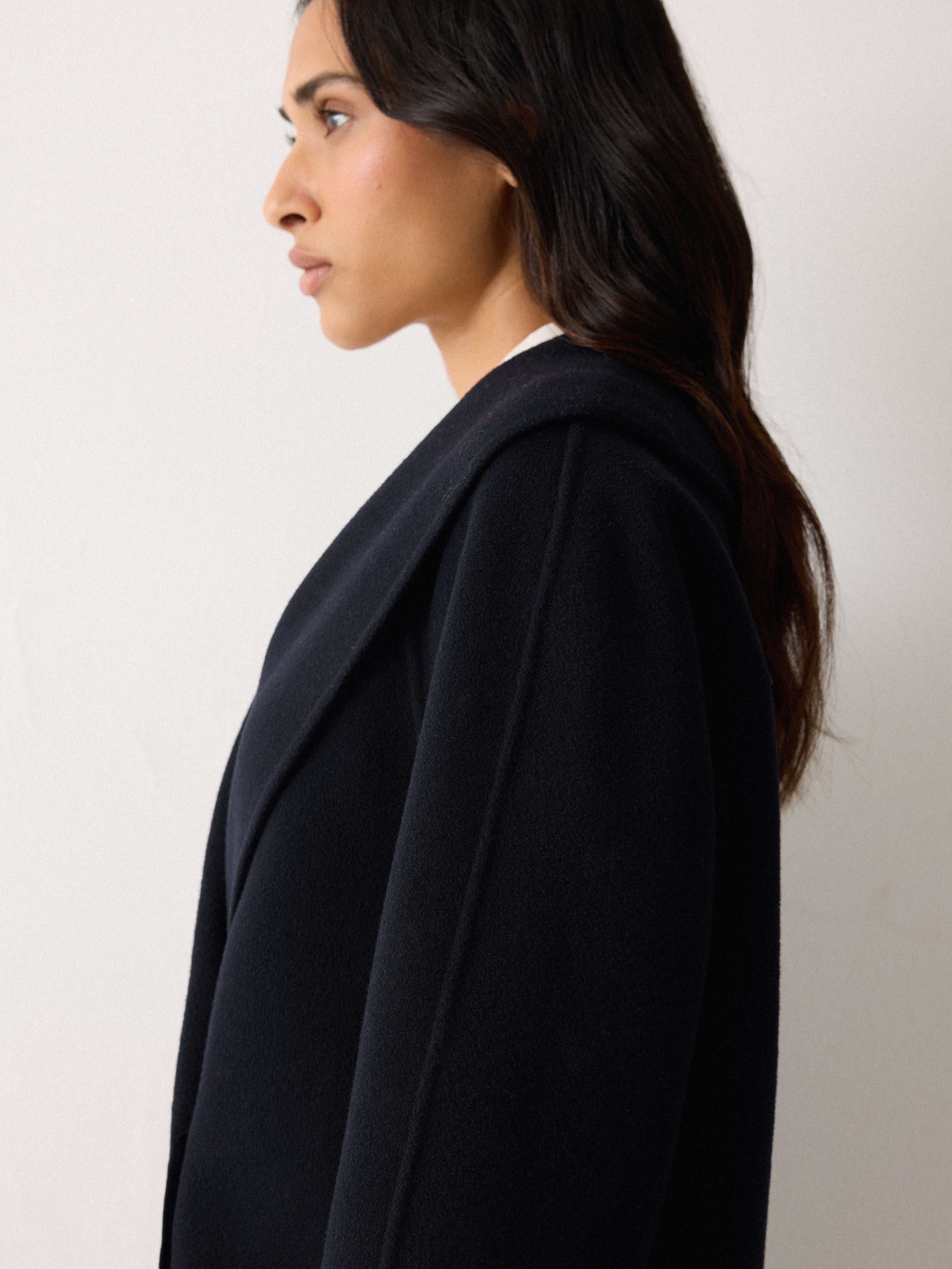 Double Faced Shawl Coat | Navy - Image 3