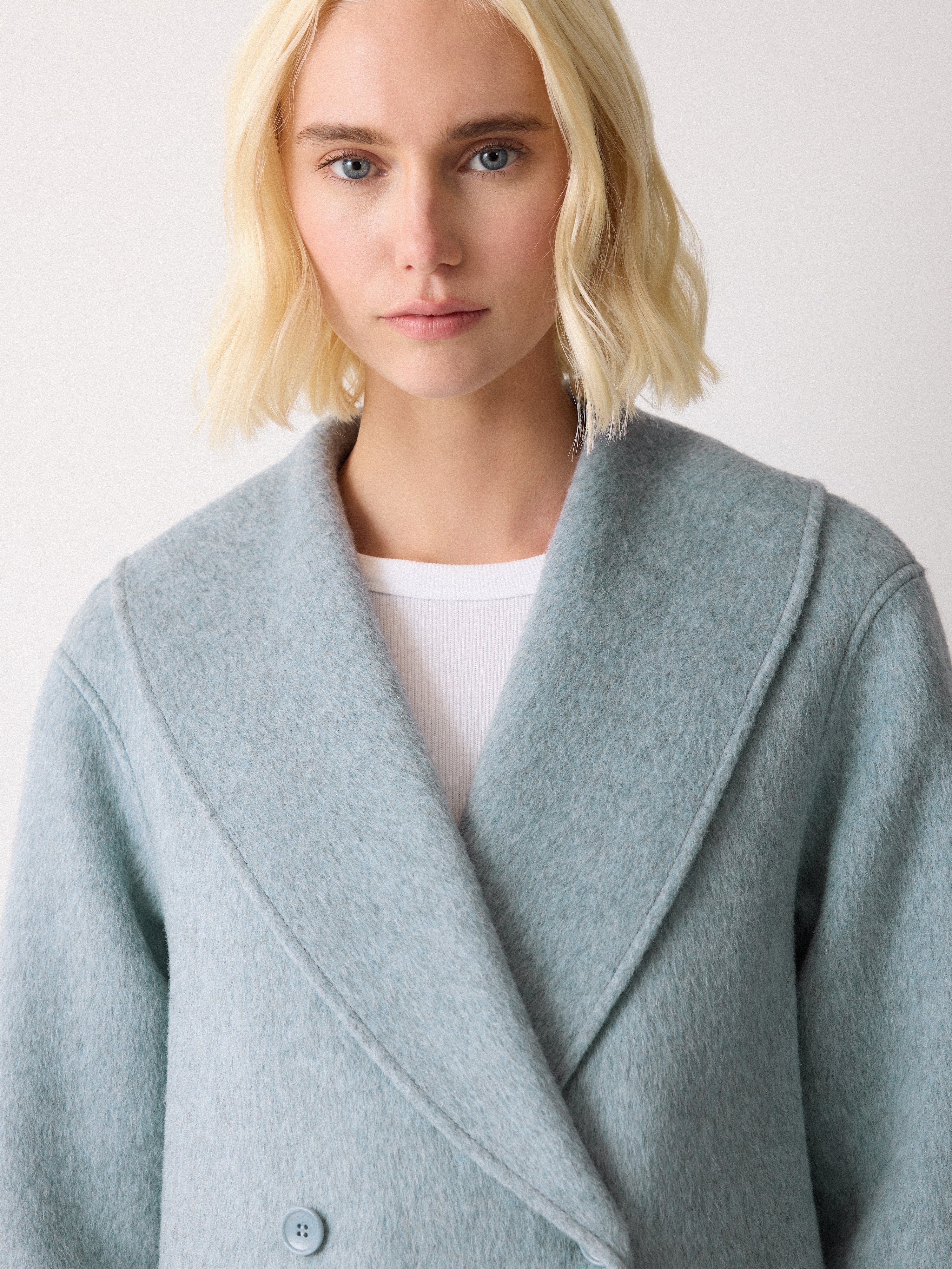 Double Faced Shawl Midi Coat | Blue - Image 5