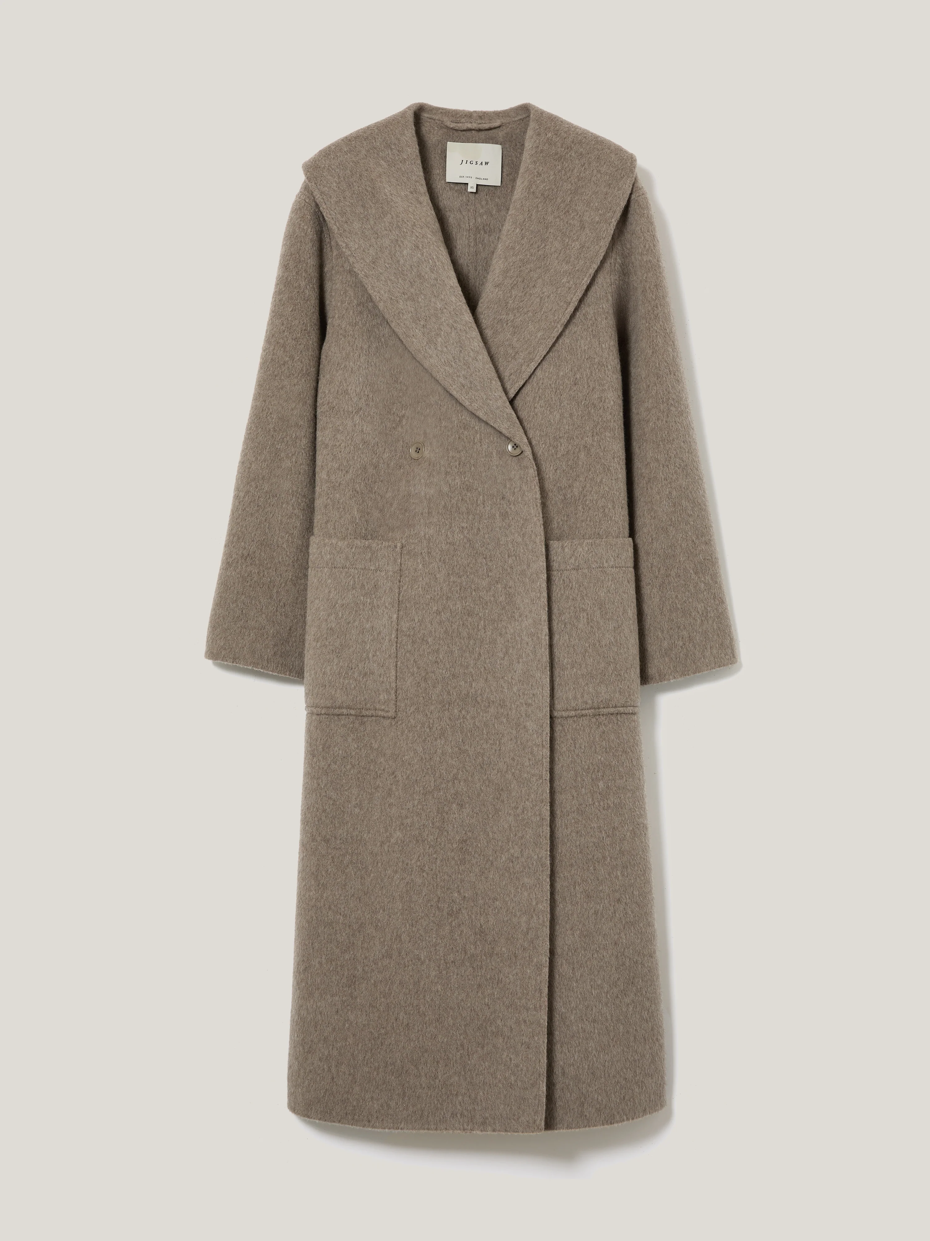 Double Faced Shawl Midi Coat | Taupe - Image 7