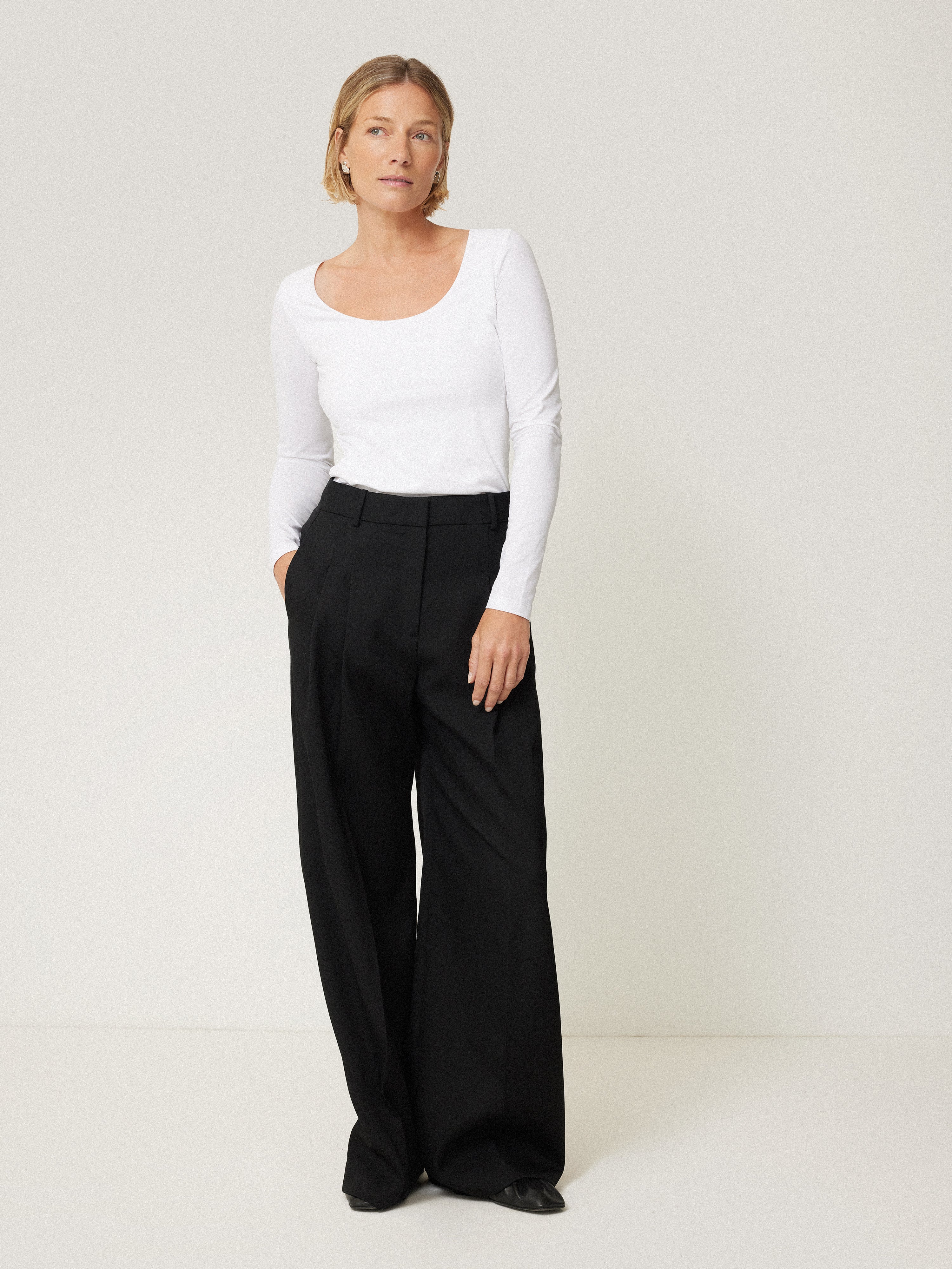 Double Front Ballet Neck Top | White - Image 3