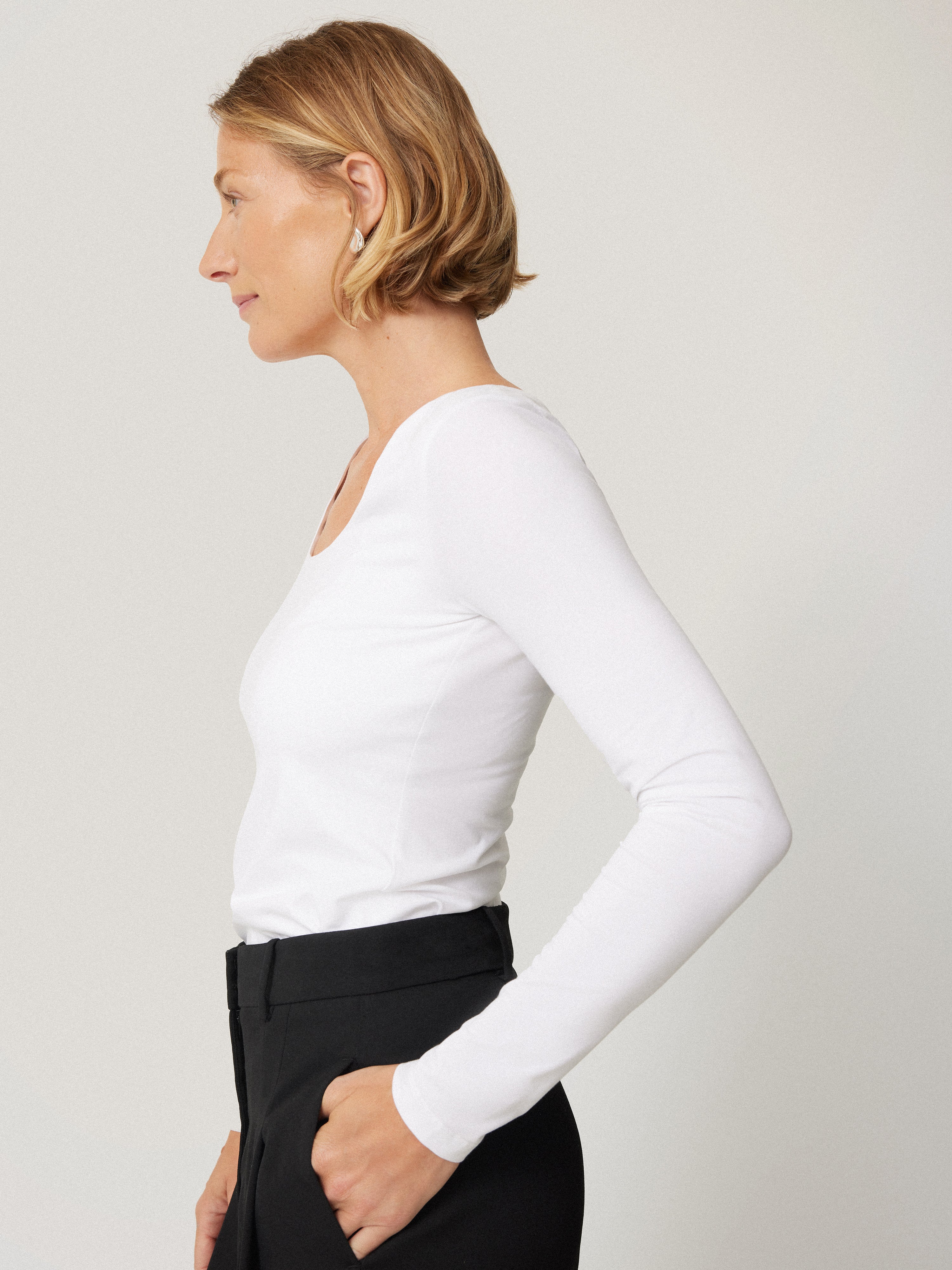 Double Front Ballet Neck Top | White - Image 4