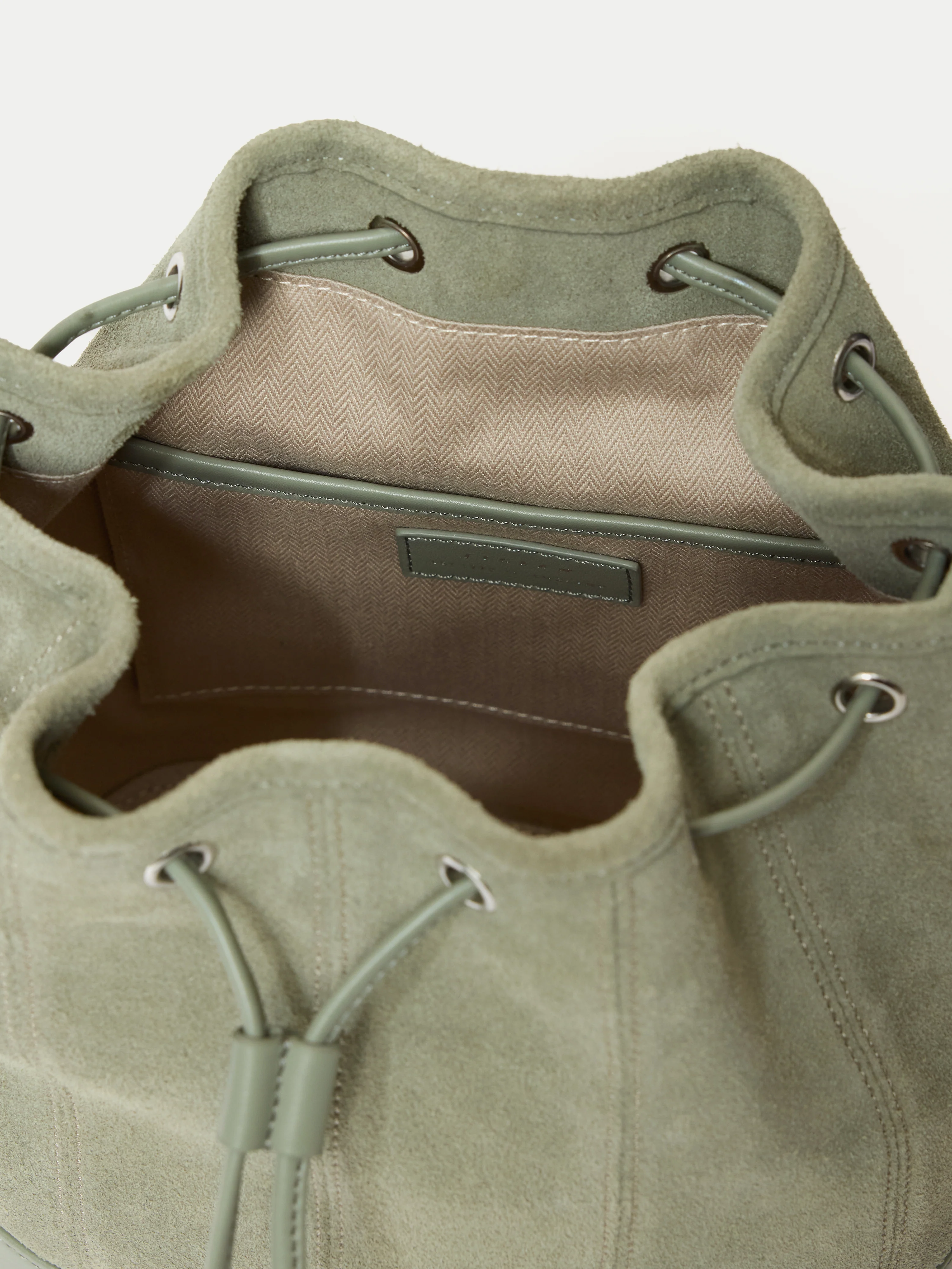 Leather Drawstring Bucket Bag | Blue - Image 4