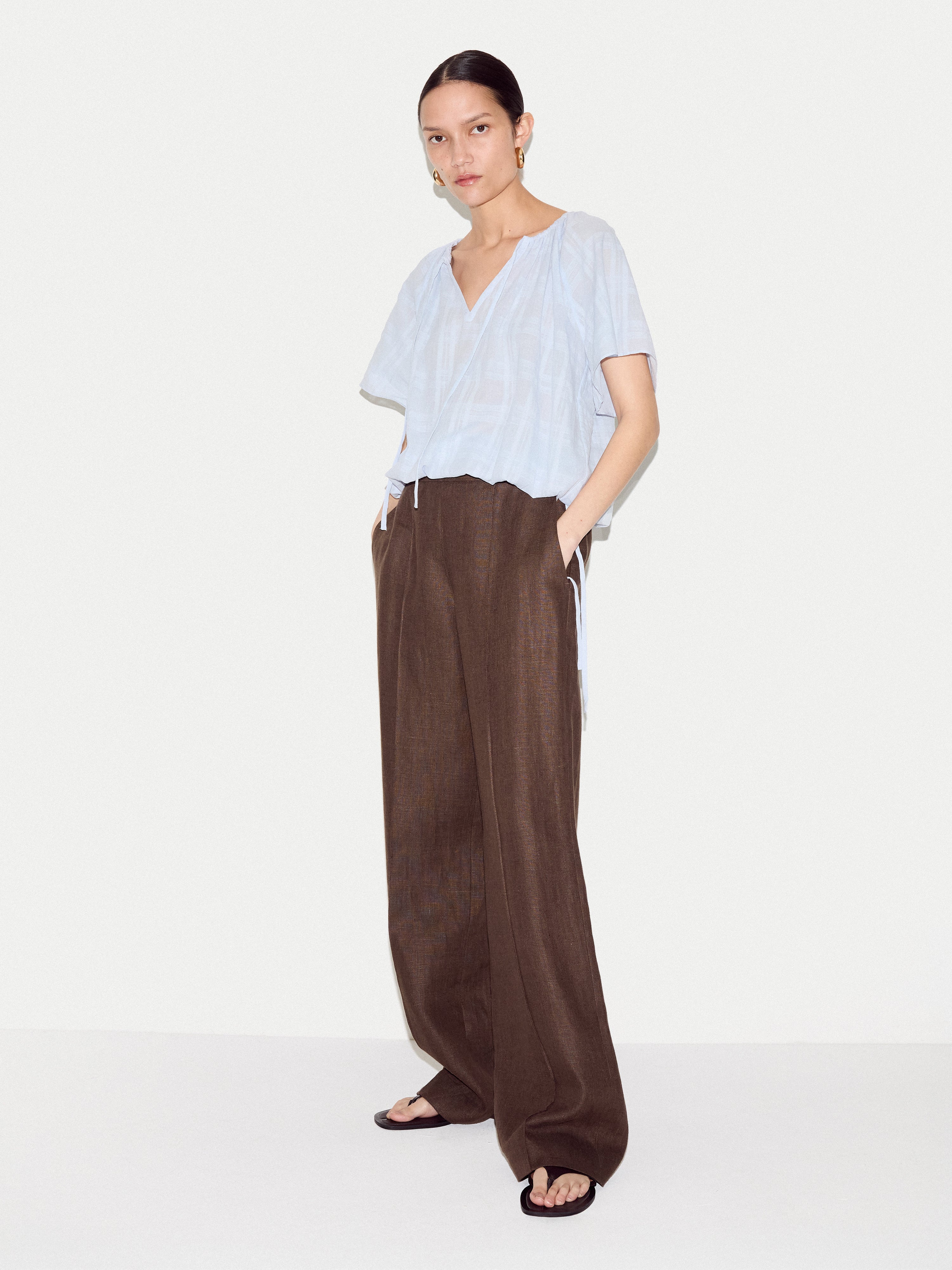 Drawstring Detailed Top | Blue - Image 3