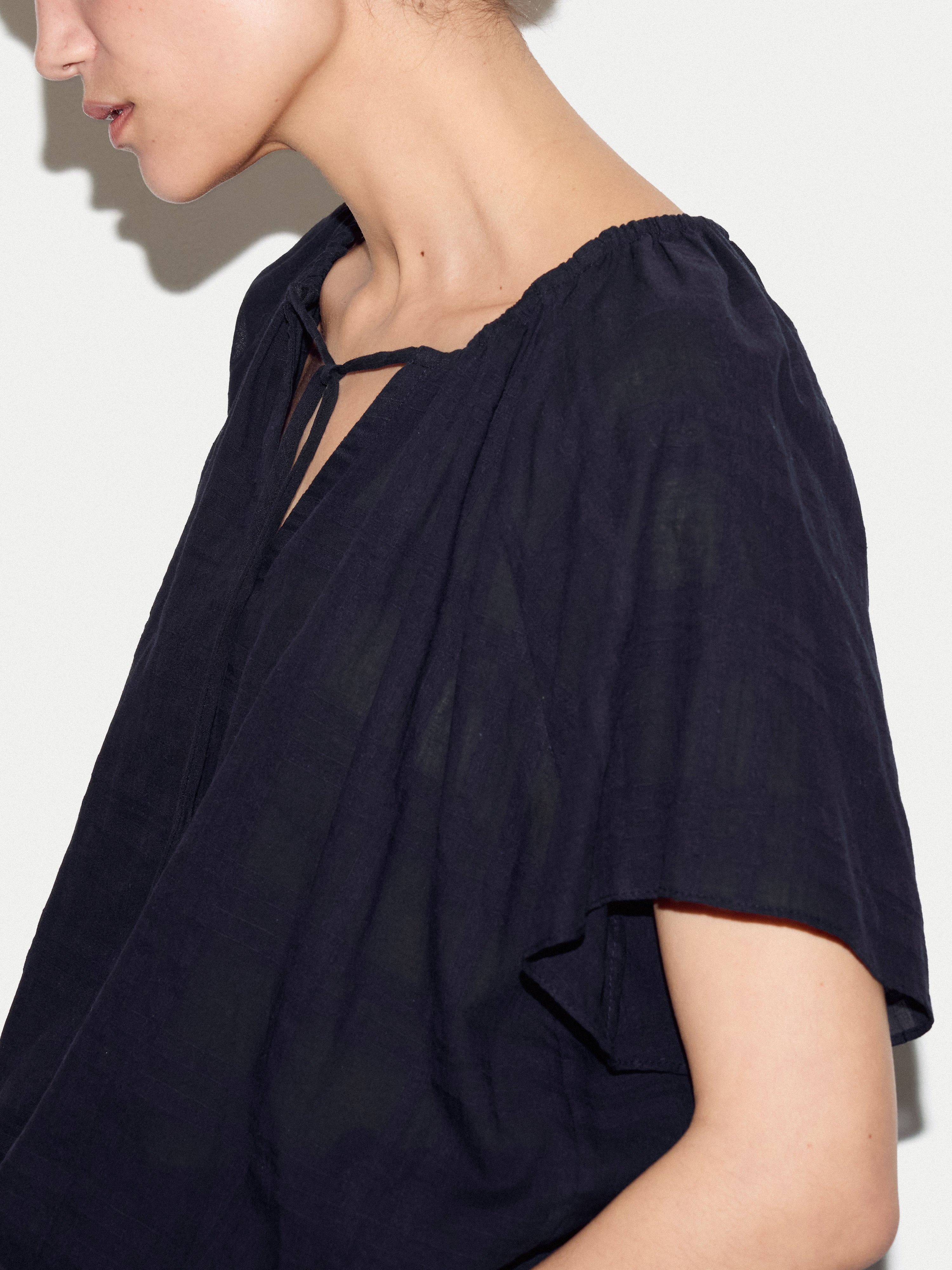 Drawstring Detailed Top | Navy - Image 3