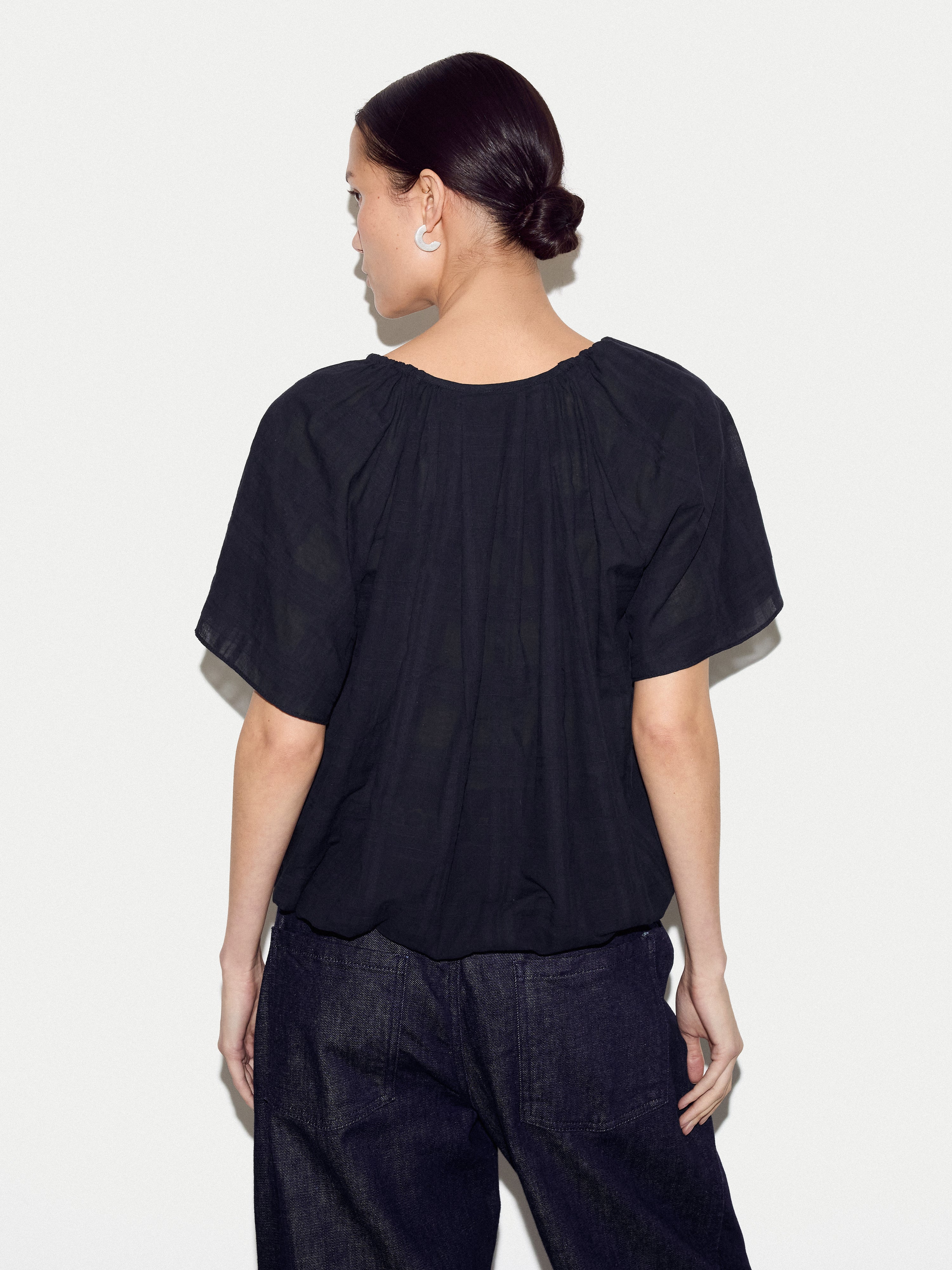 Drawstring Detailed Top | Navy - Image 4