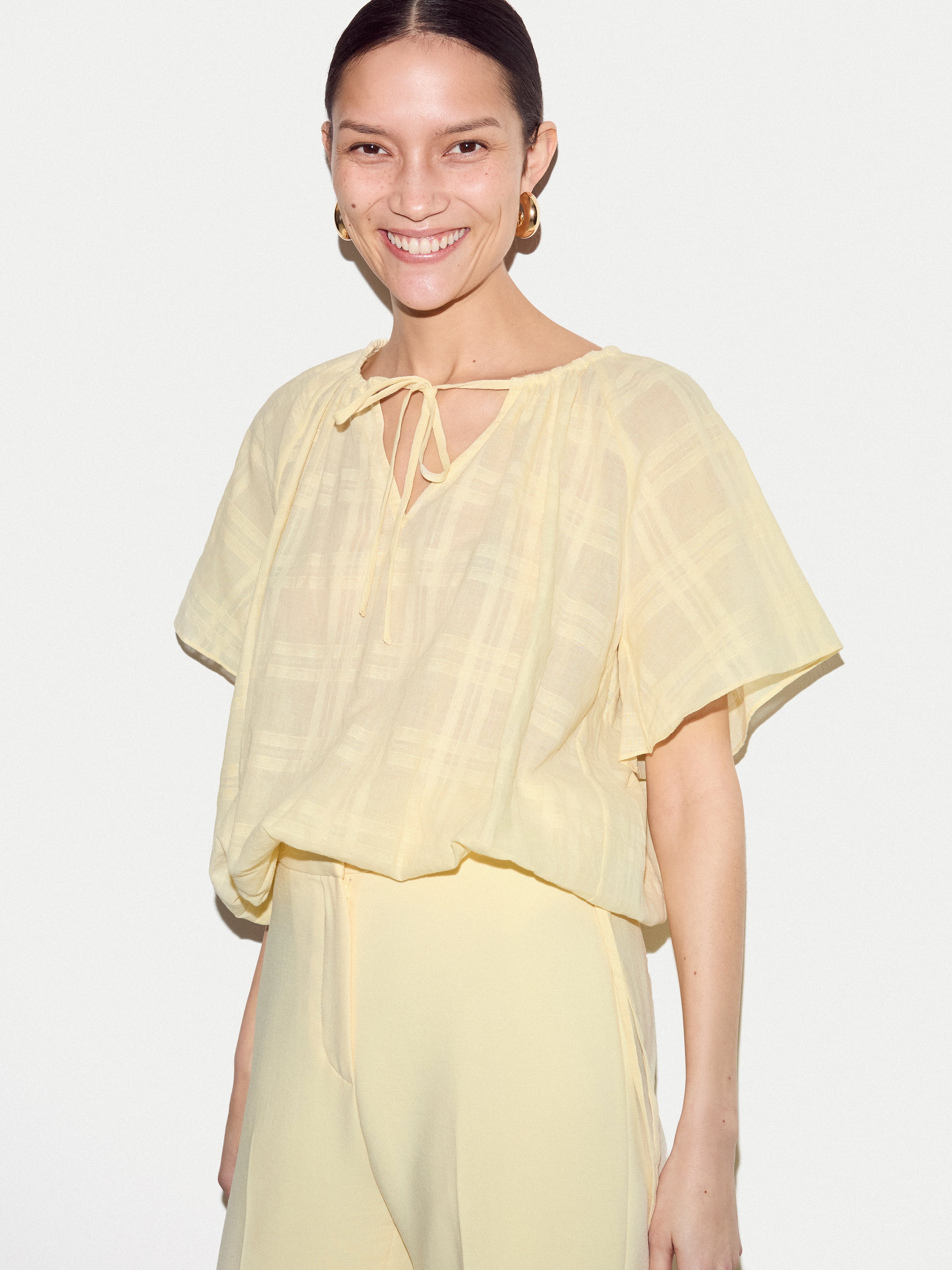 Drawstring Detailed Top | Yellow - Image 2