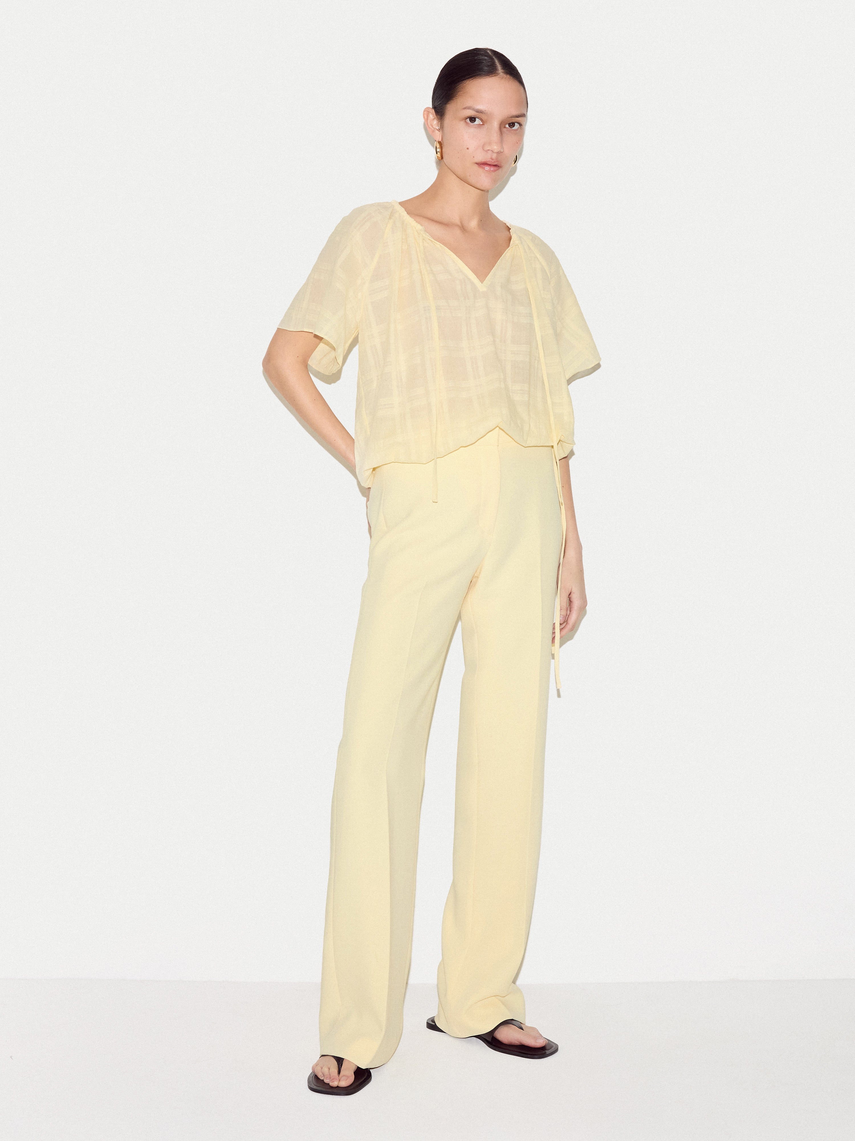 Drawstring Detailed Top | Yellow - Image 3