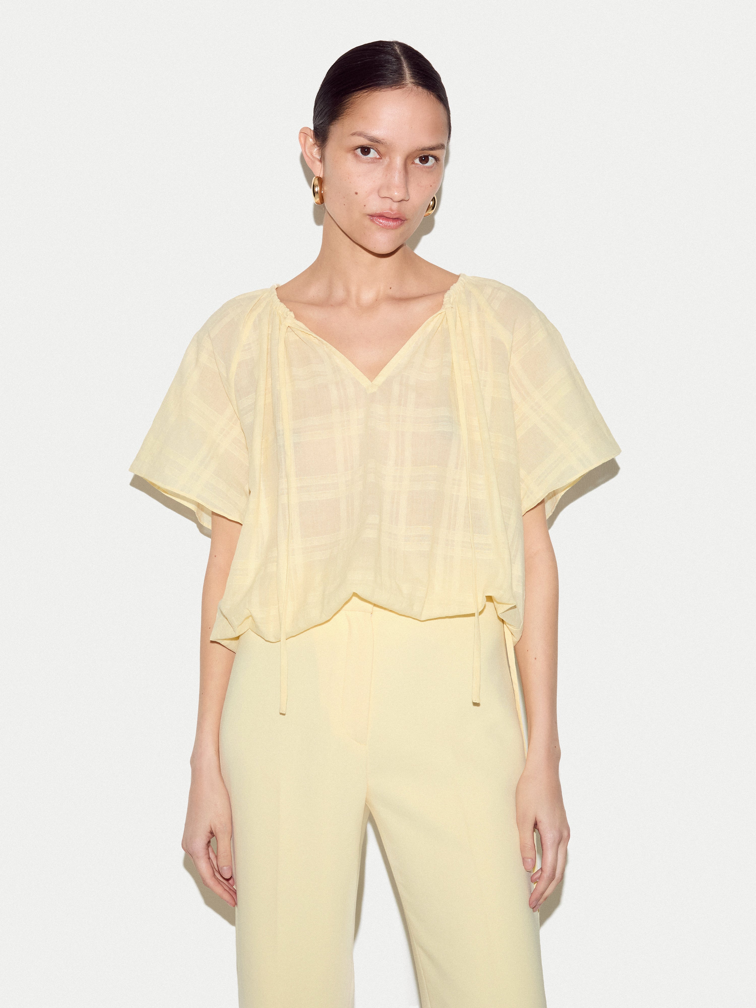 Drawstring Detailed Top | Yellow - Image 4