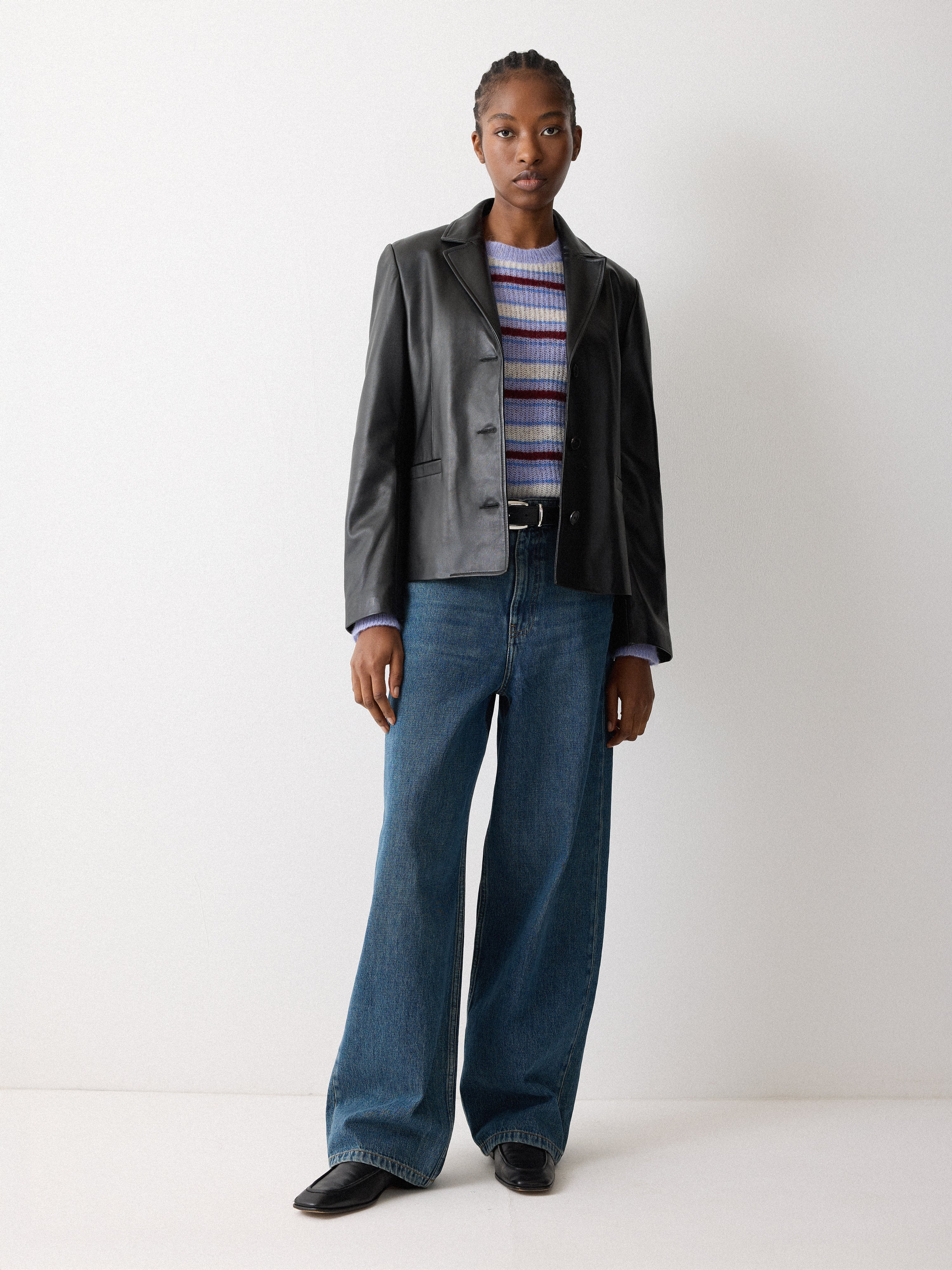 Ellis Nappa Leather Blazer | Black