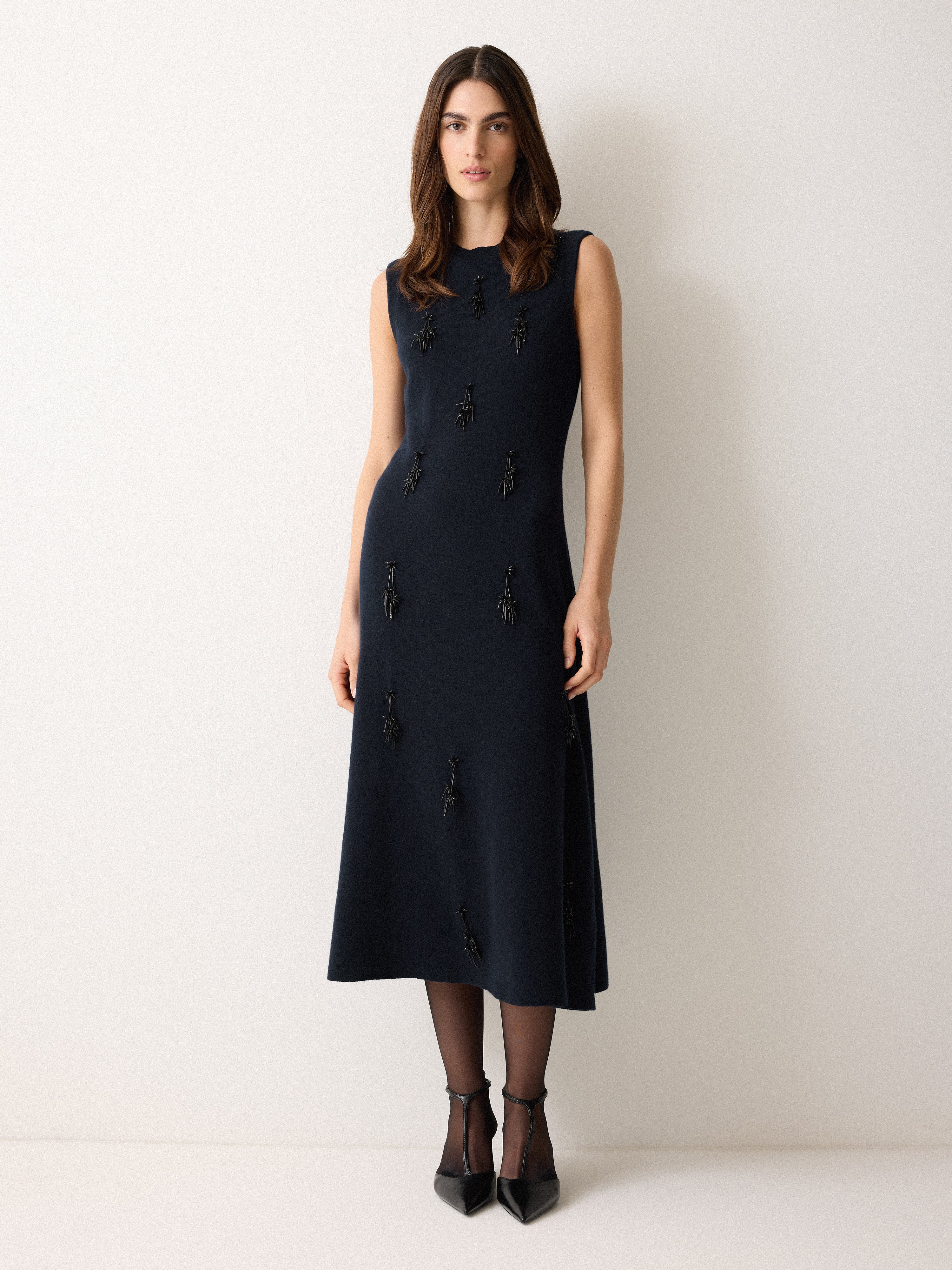 Embellished Knitted Dress | Navy - Image 2