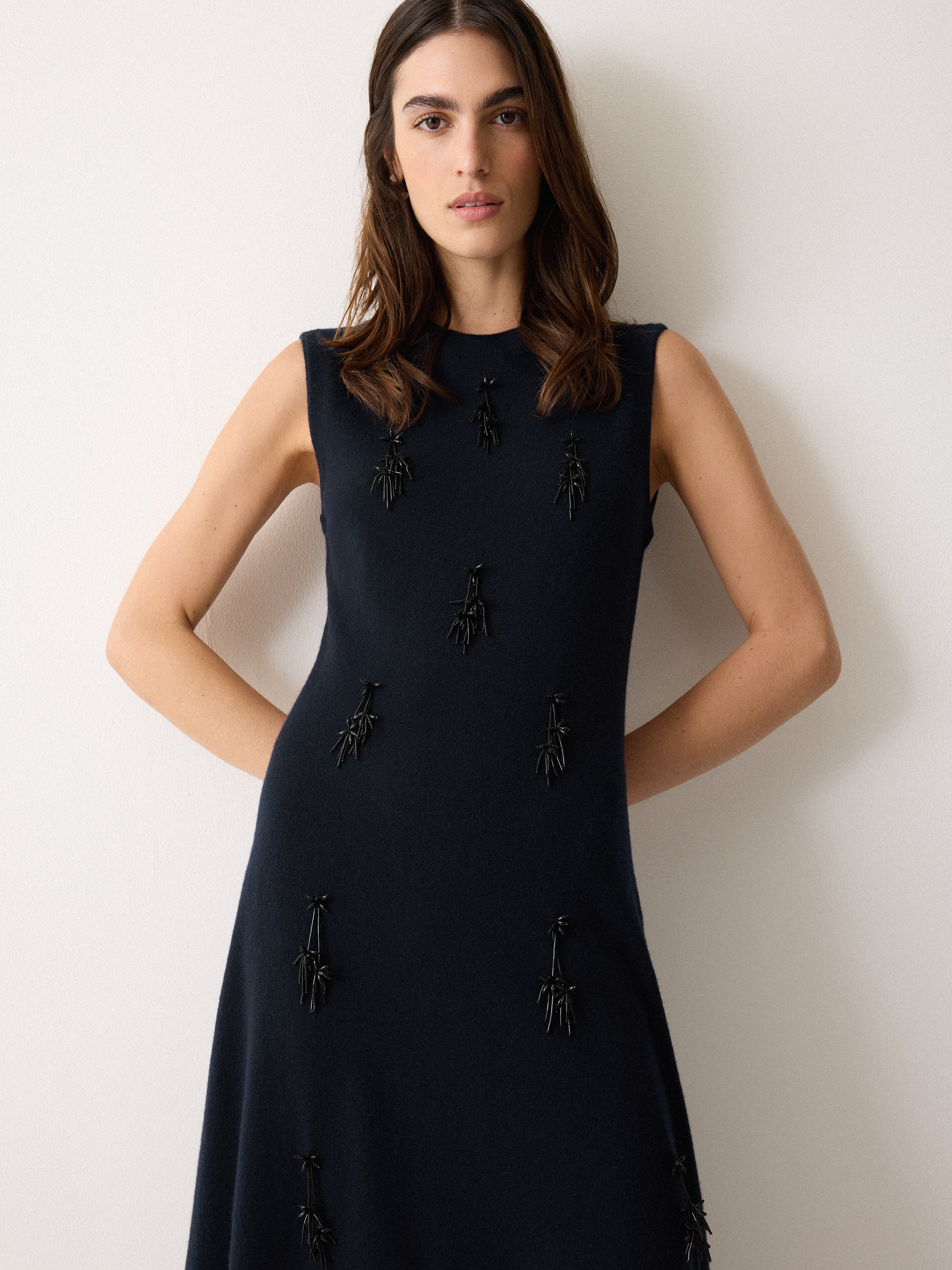 Embellished Knitted Dress | Navy - Image 3