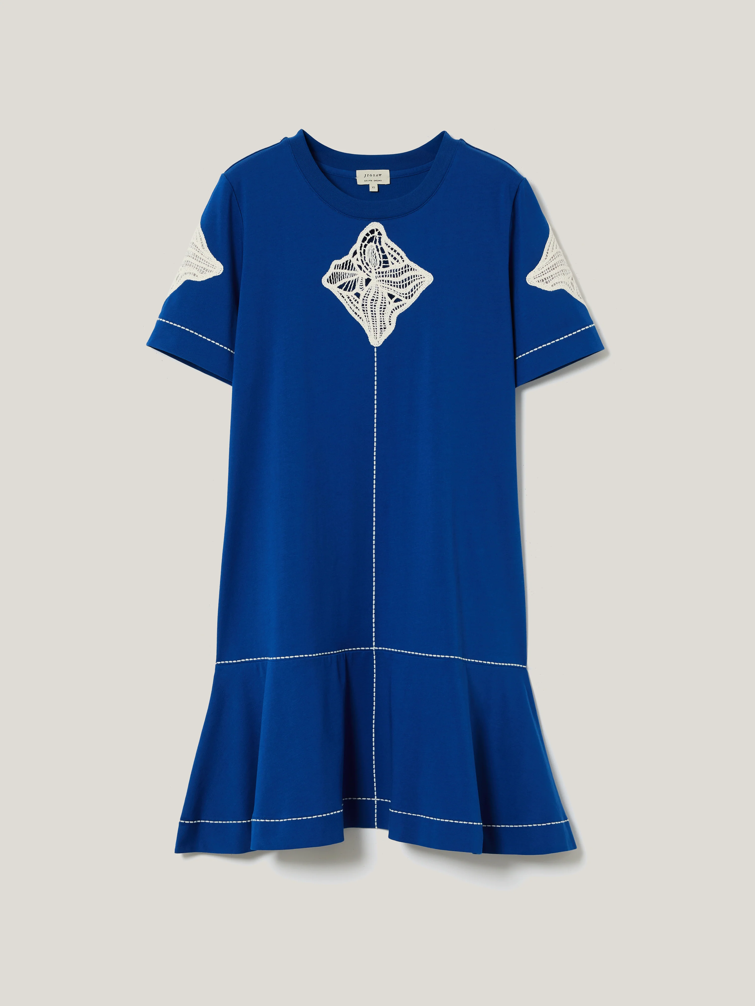 Embroidered Short Tshirt Dress | Blue - Image 5