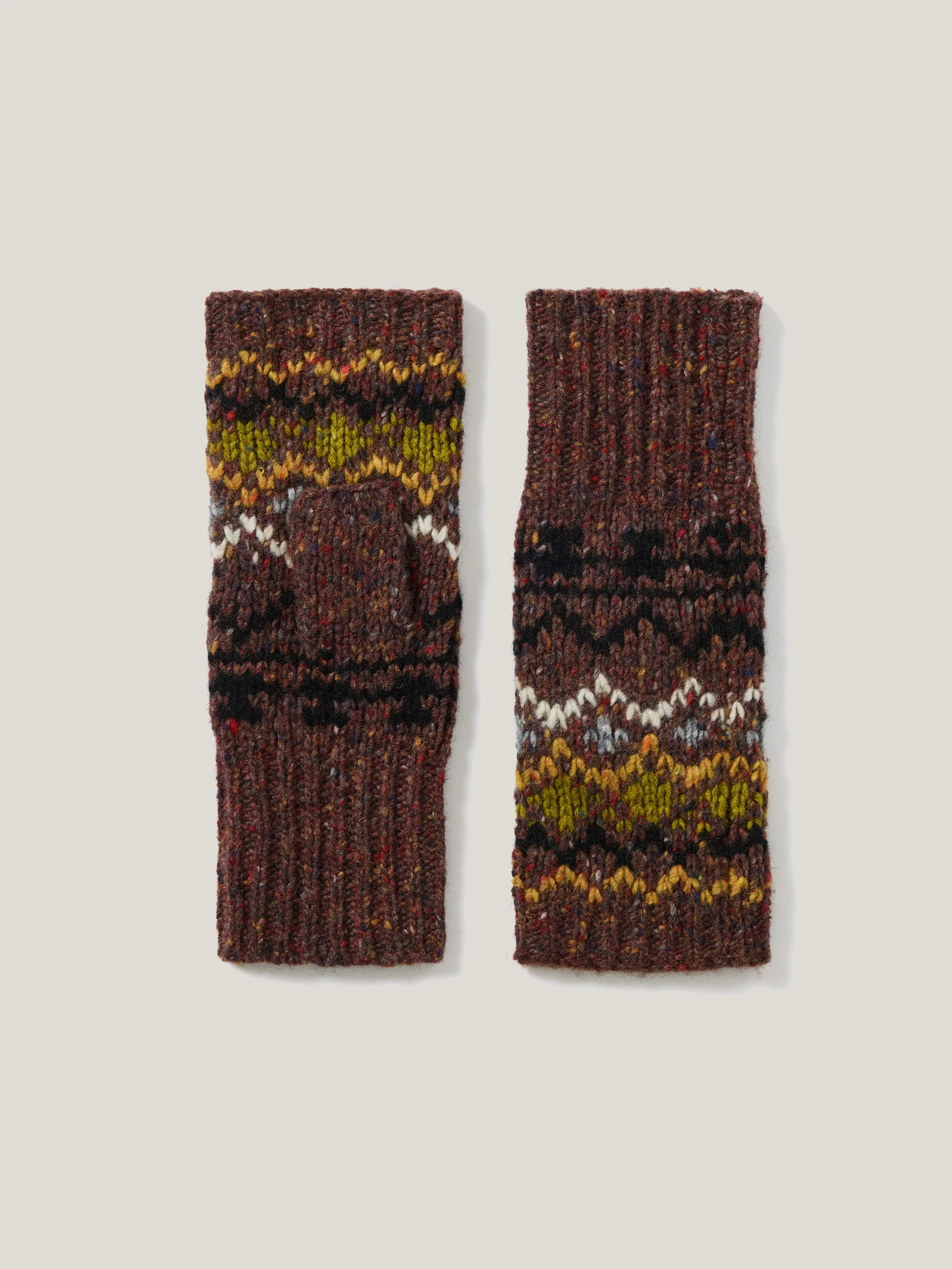 Fairisle Mittens | Brown - Image 3