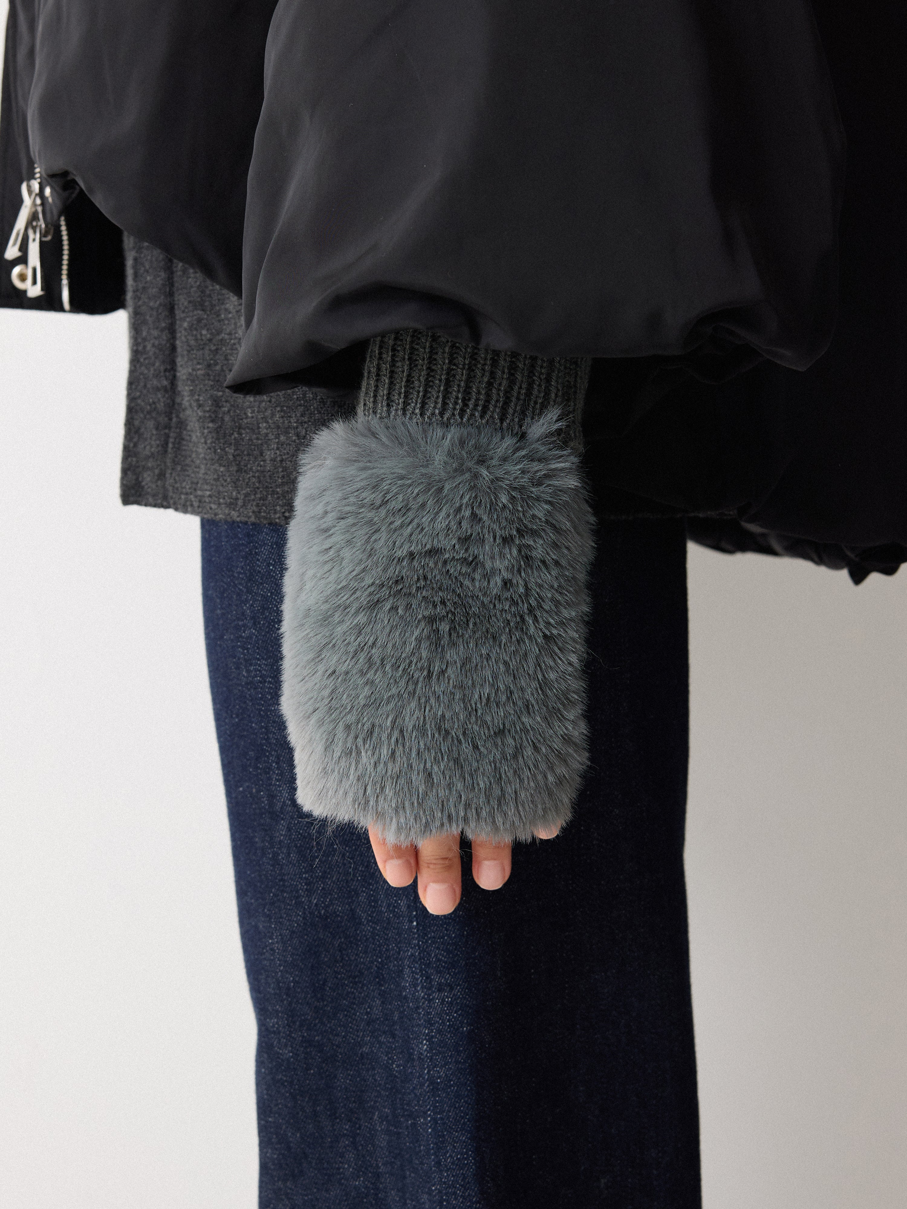Faux Fur Mittens | Blue - Image 2