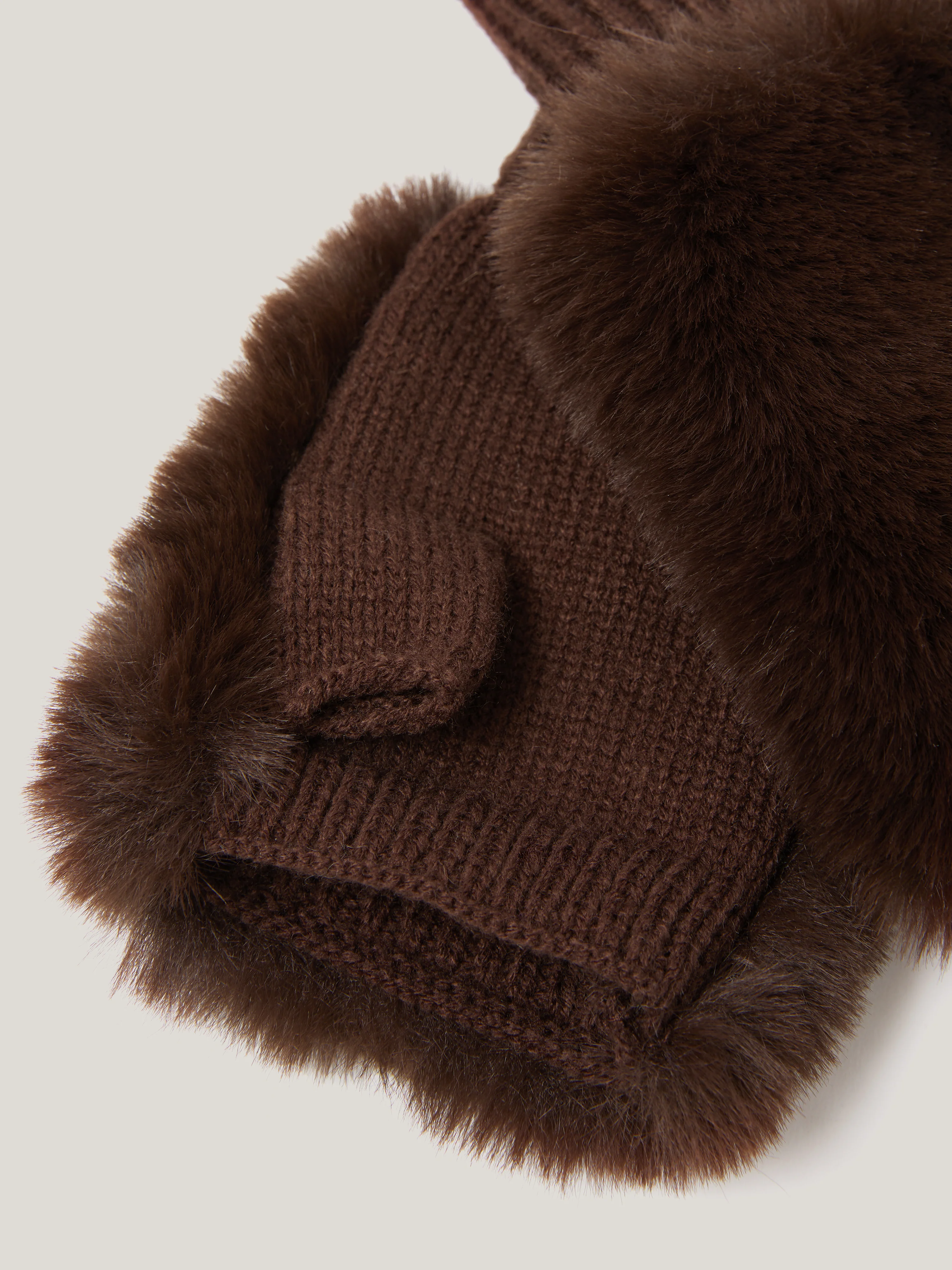 Faux Fur Mittens | Chocolate - Image 3