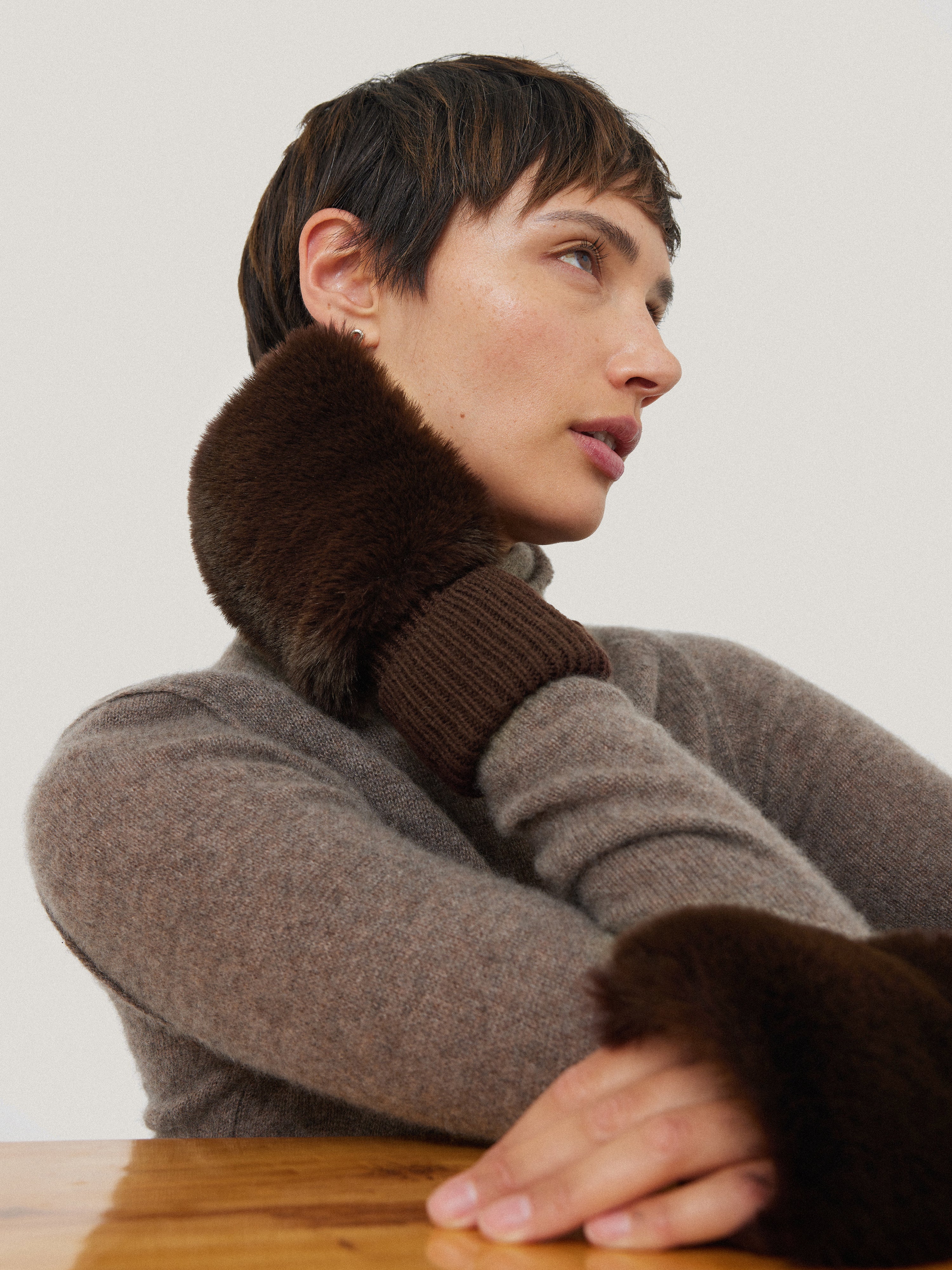 Faux Fur Mittens | Chocolate - Image 4