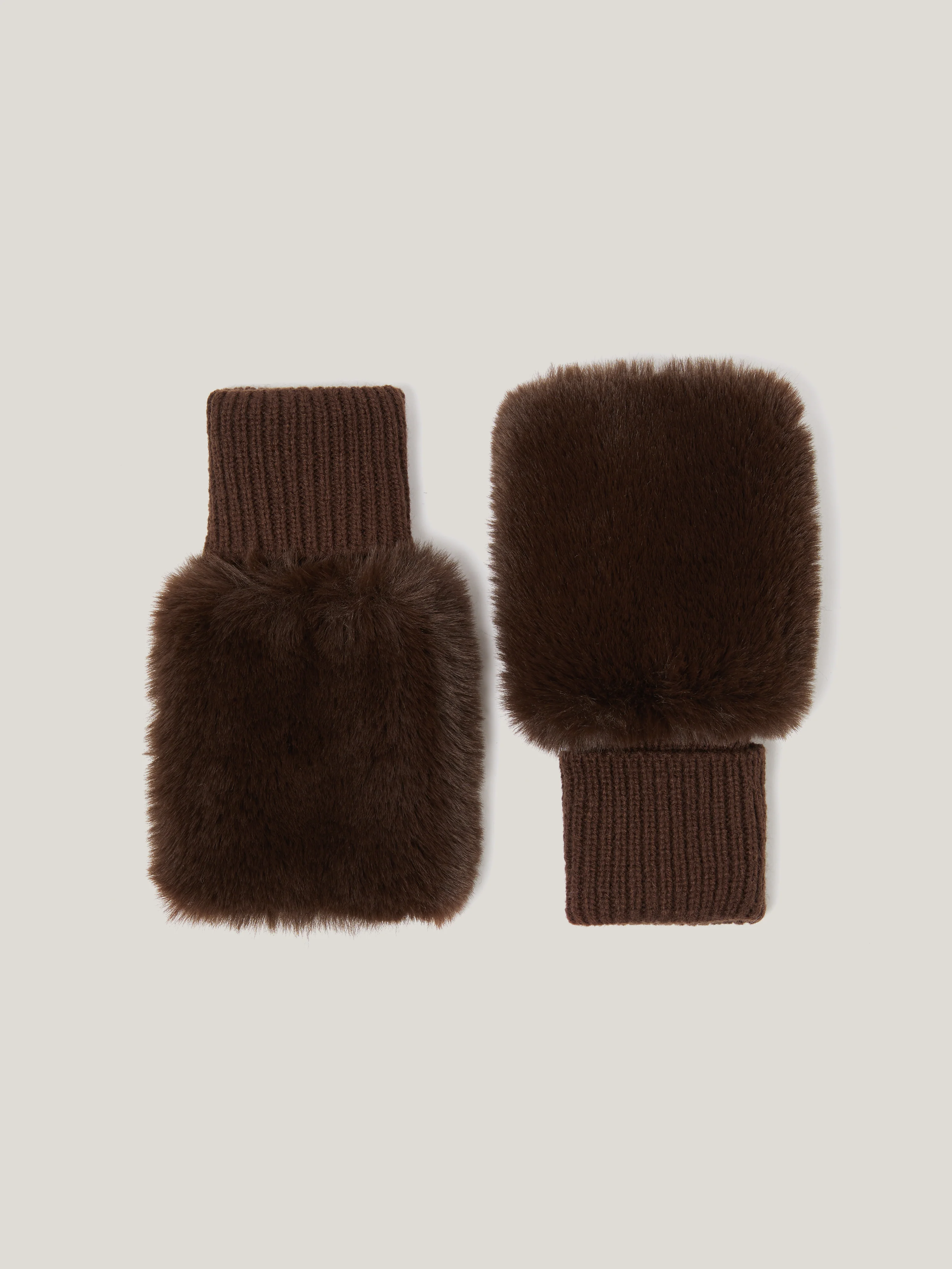Faux Fur Mittens | Chocolate - Image 5