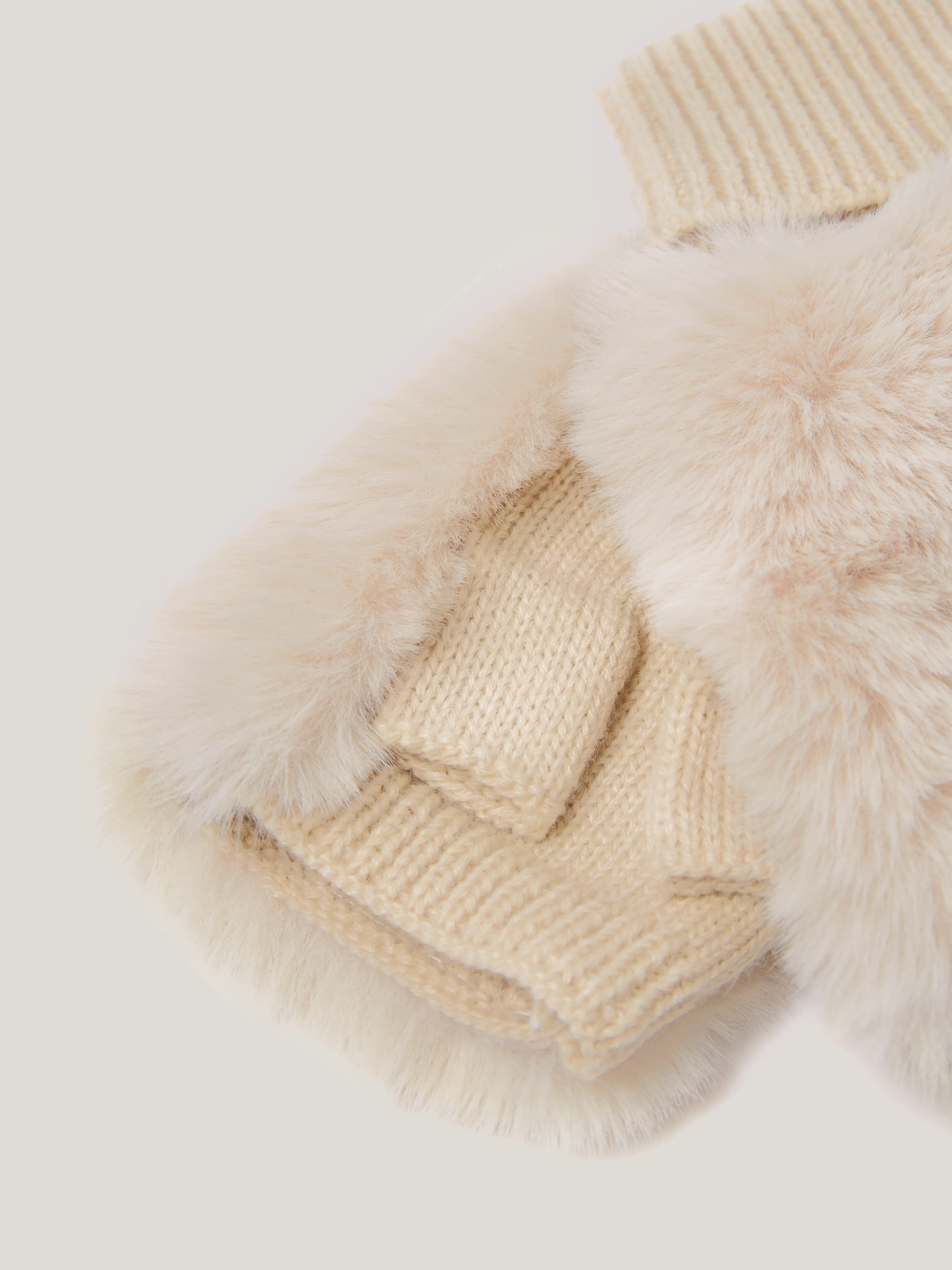 Faux Fur Mittens | Cream - Image 3