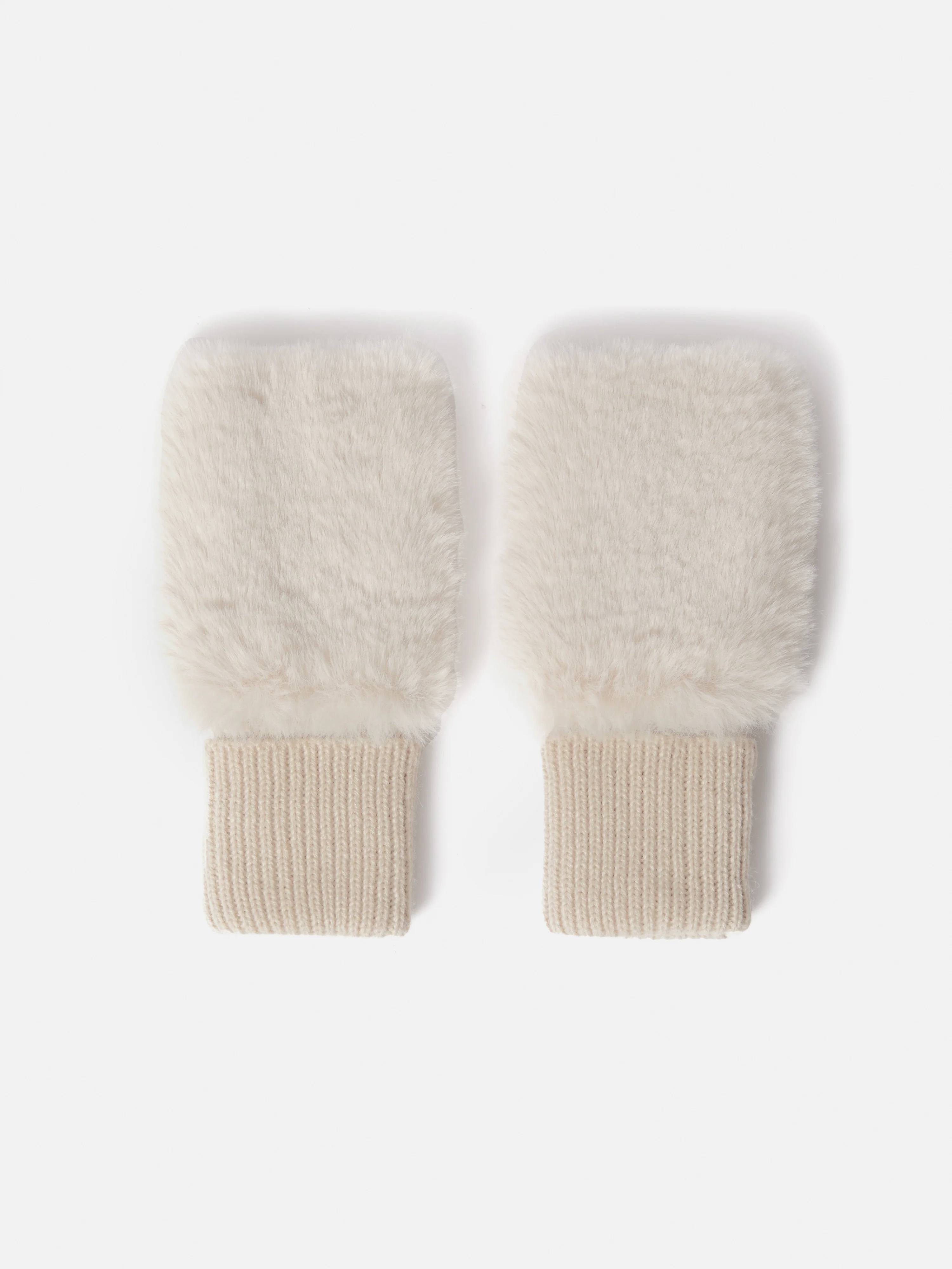 Faux Fur Mittens | Cream - Image 3