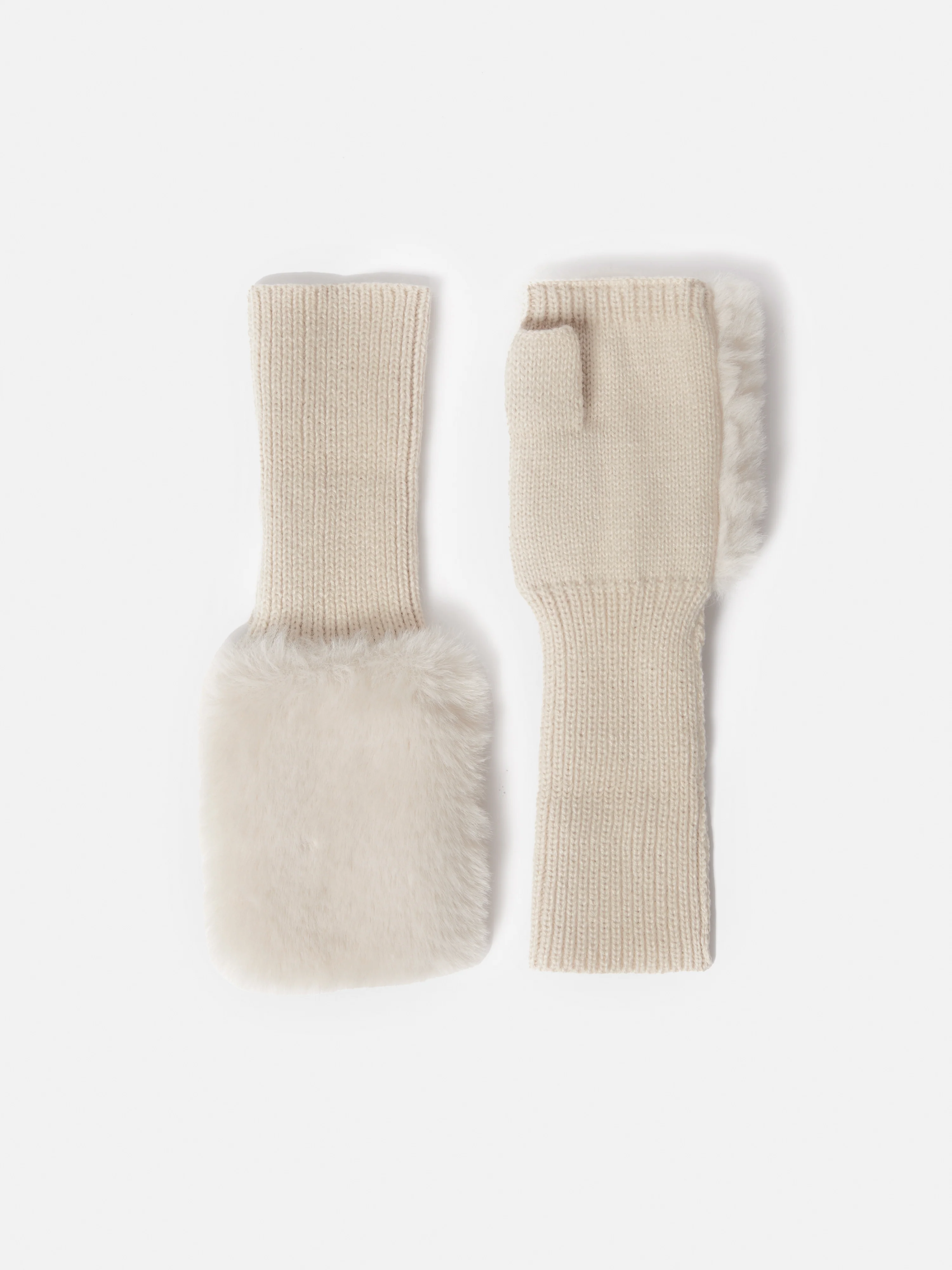 Faux Fur Mittens | Cream - Image 5