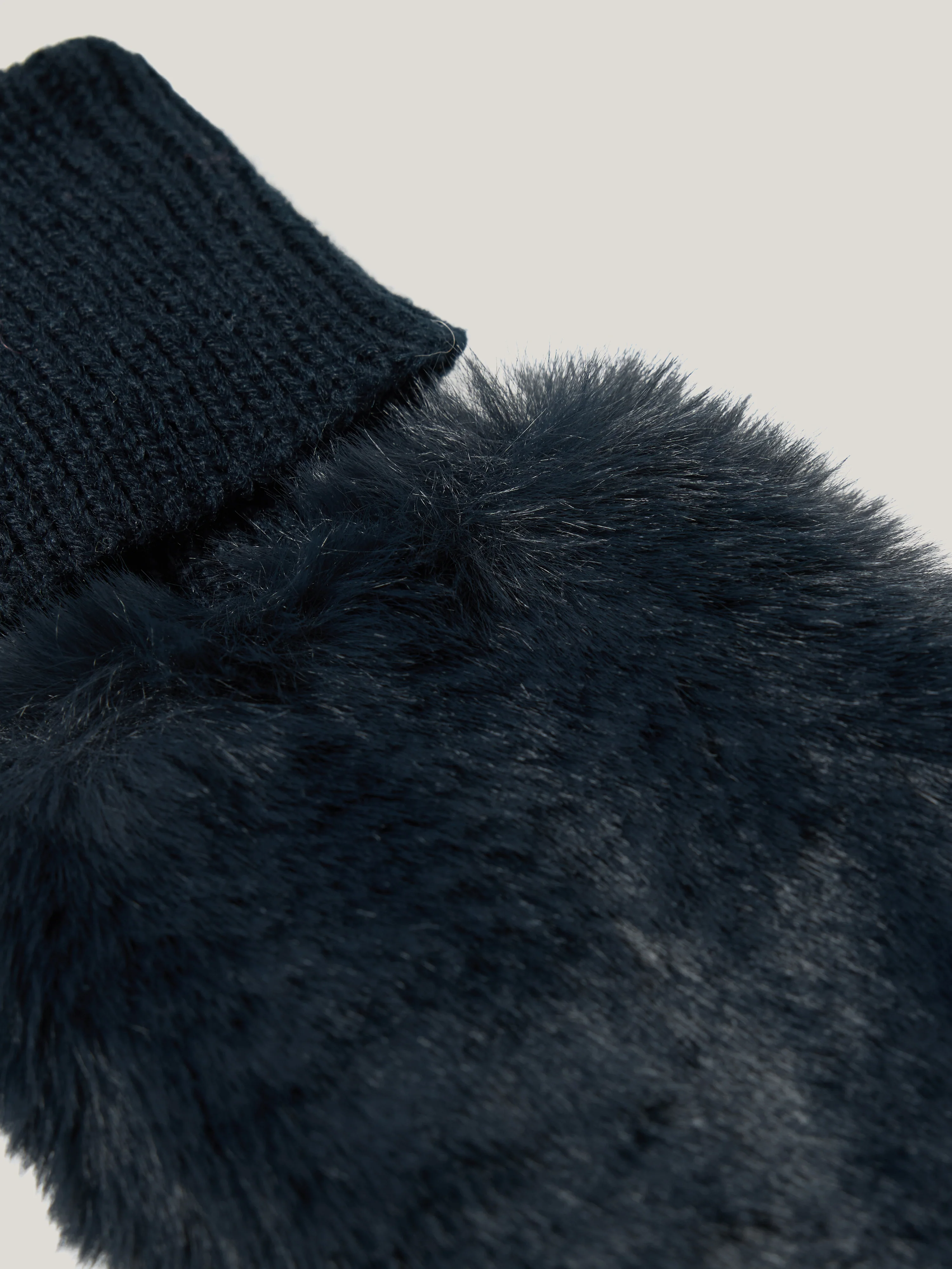 Faux Fur Mittens | Navy - Image 4