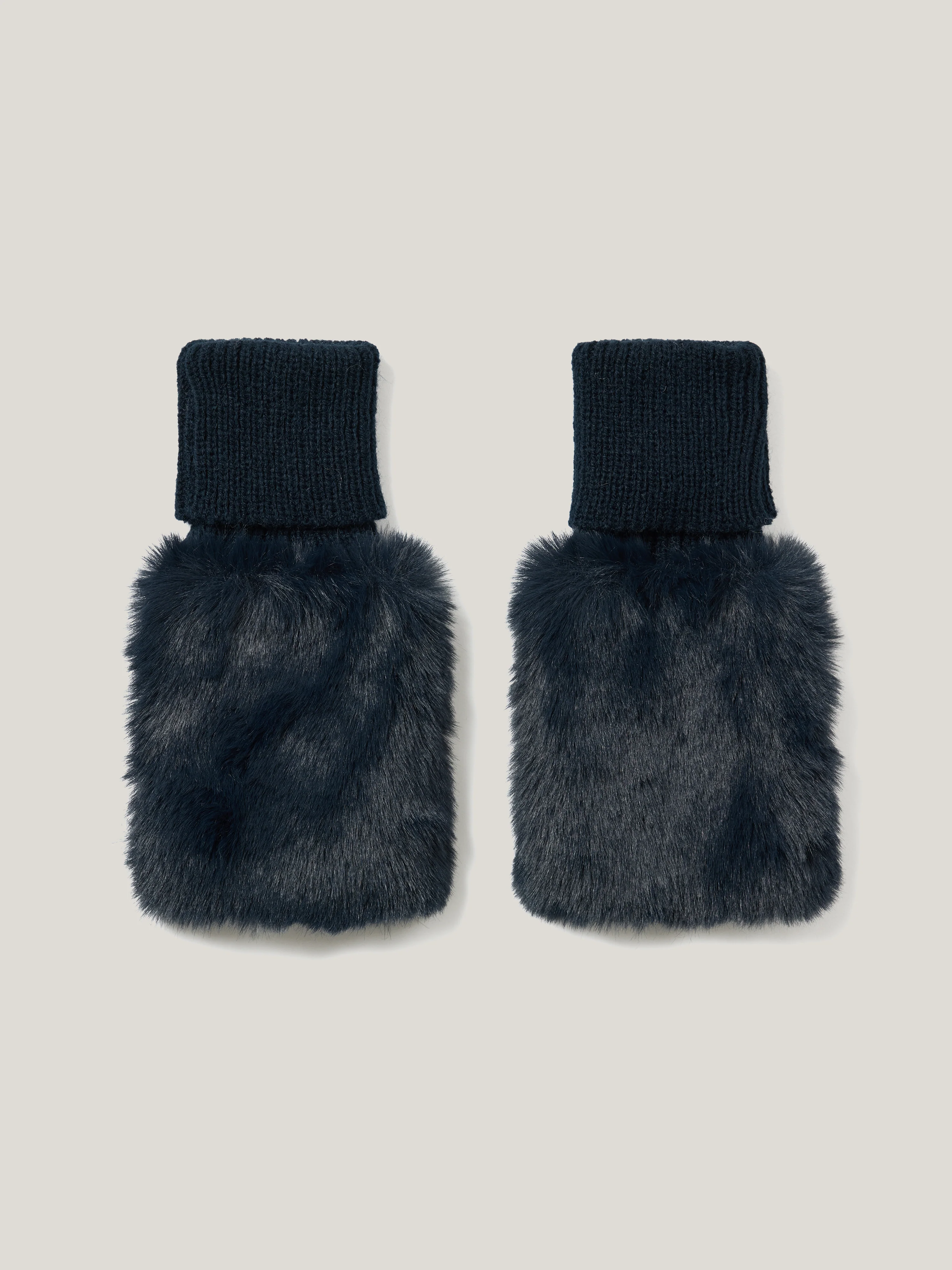 Faux Fur Mittens | Navy - Image 5