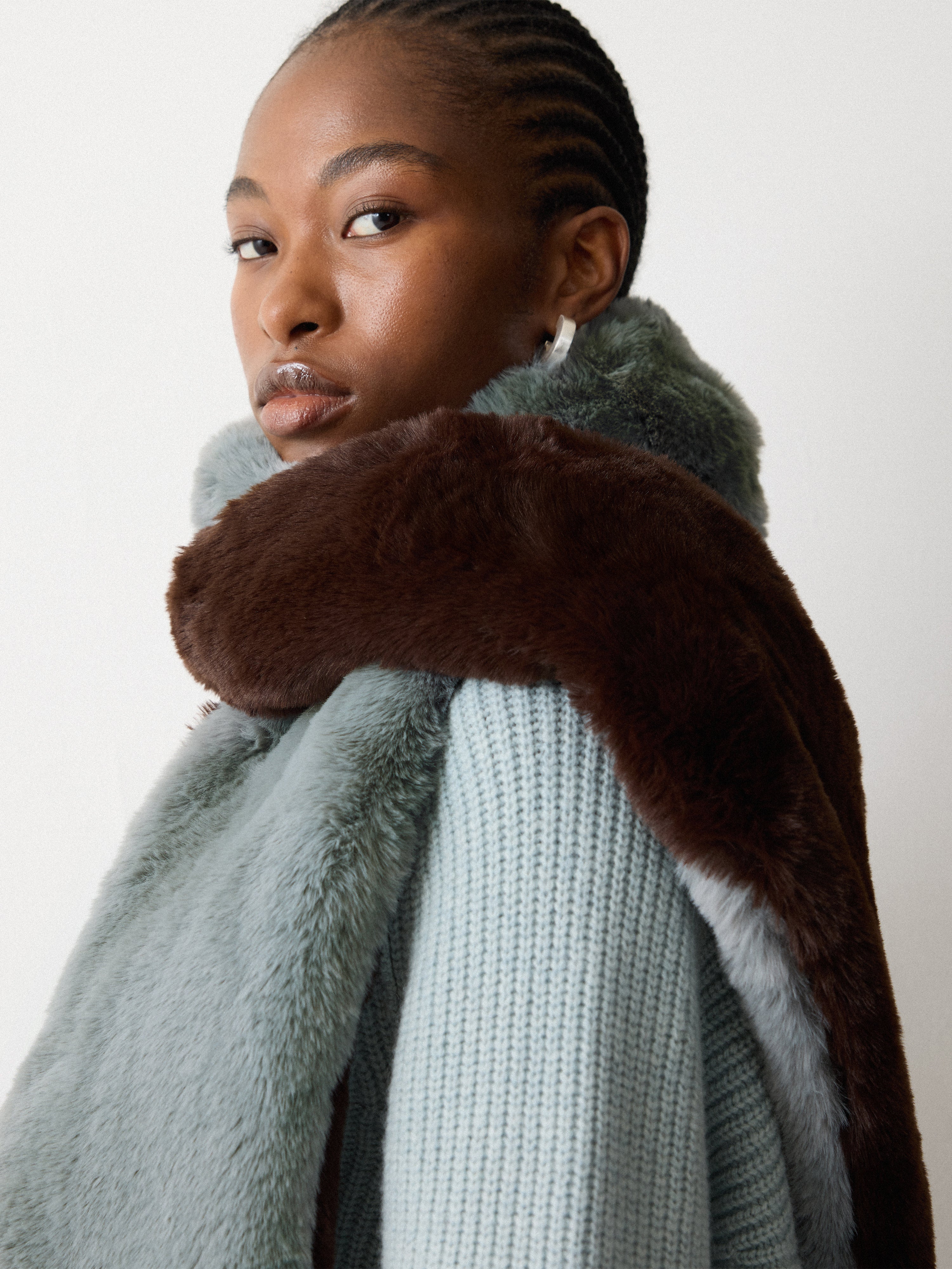Faux Fur Scarf | Chocolate - Image 2