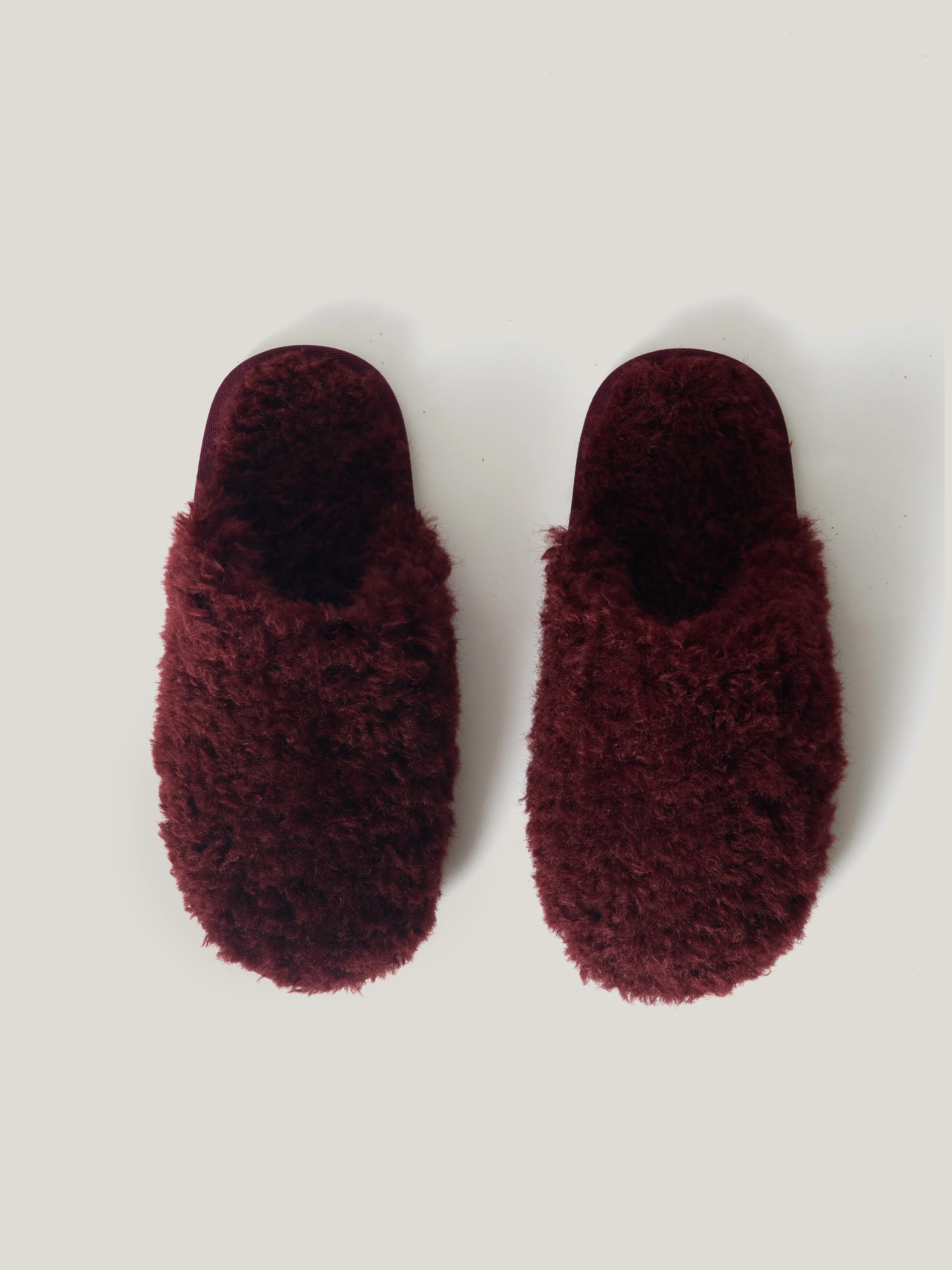 Faux Shearling Slippers | Burgundy - Image 4