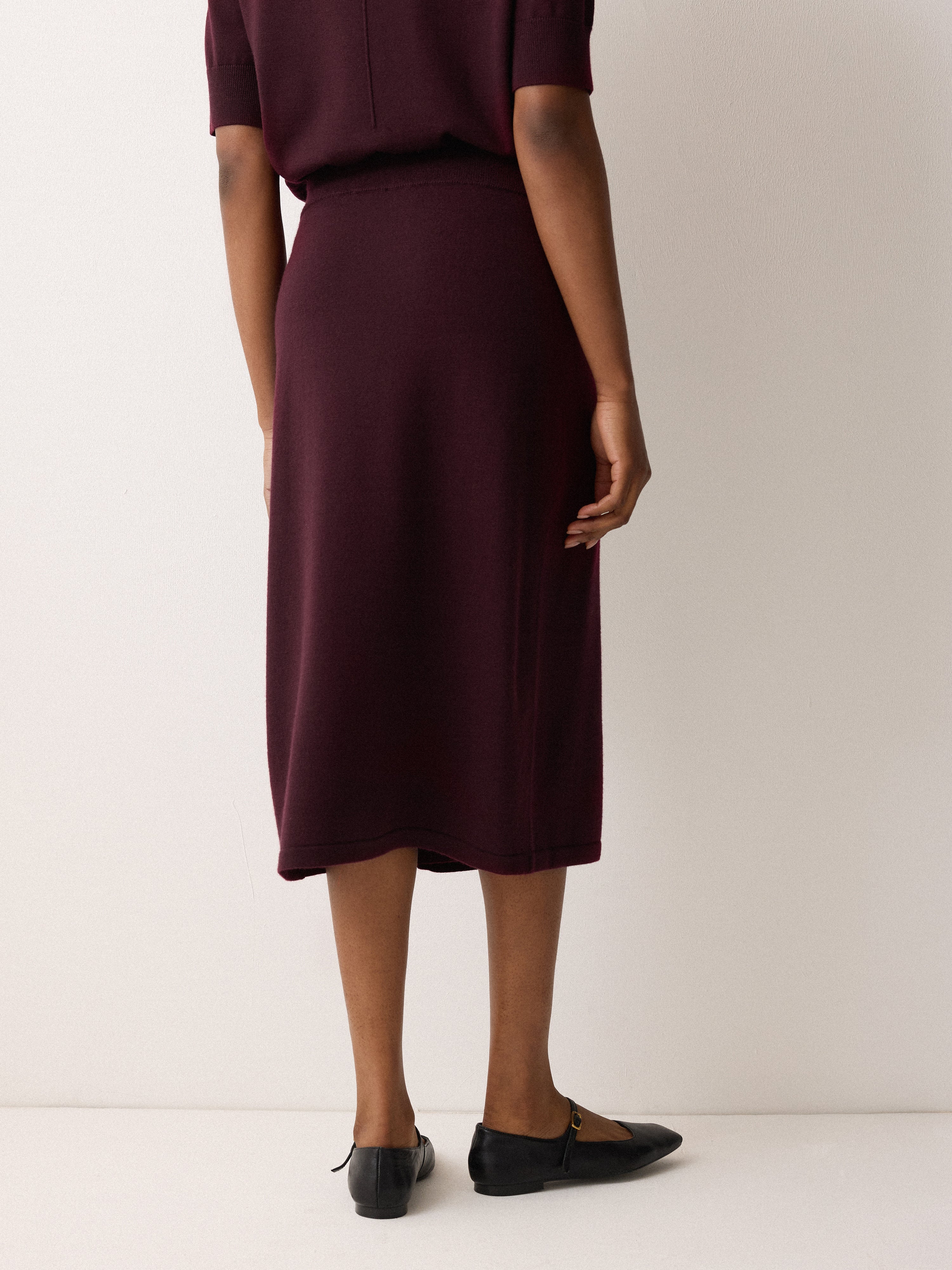 Fine Merino Wrap Skirt | Burgundy - Image 4