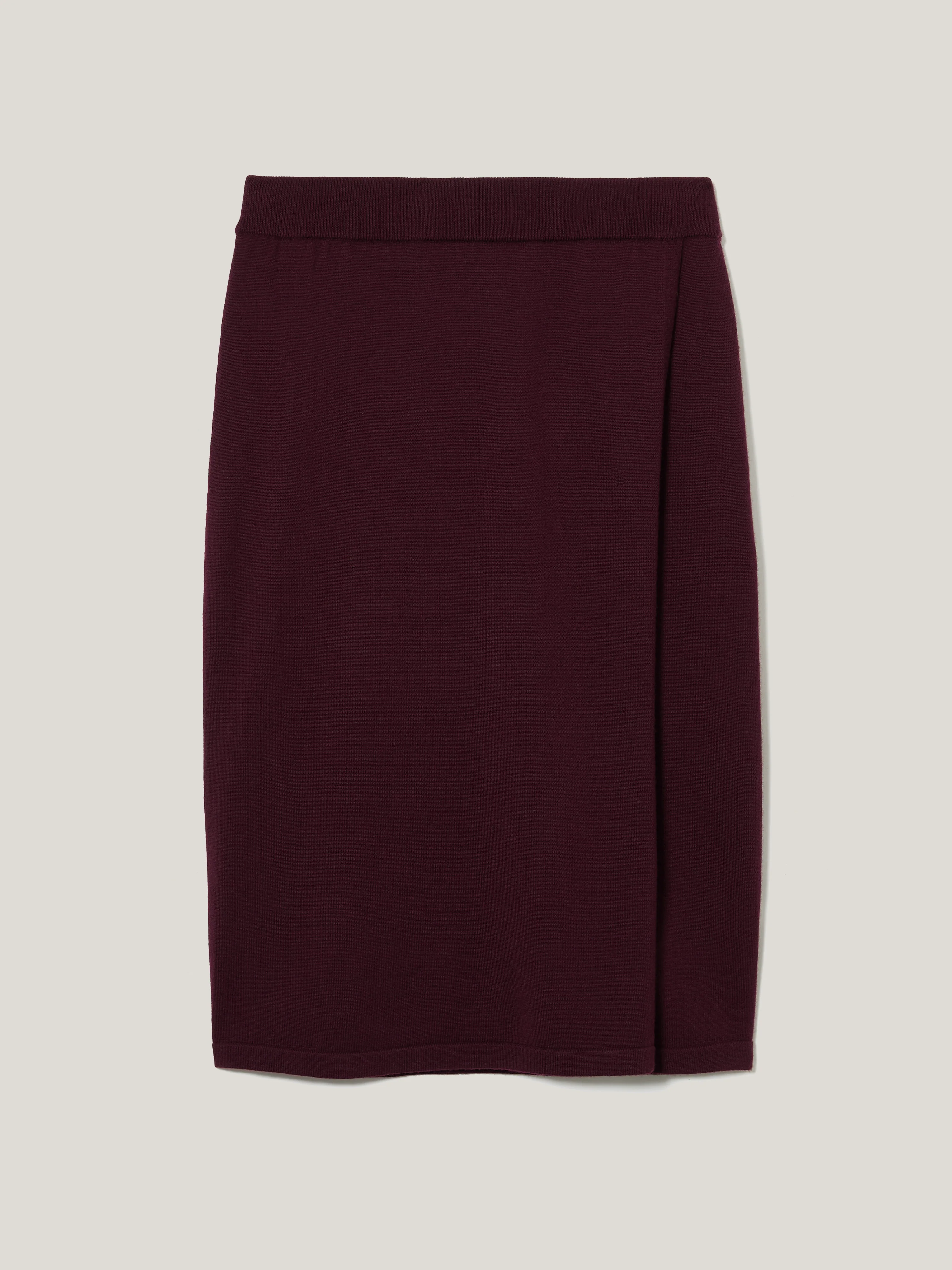 Fine Merino Wrap Skirt | Burgundy - Image 5