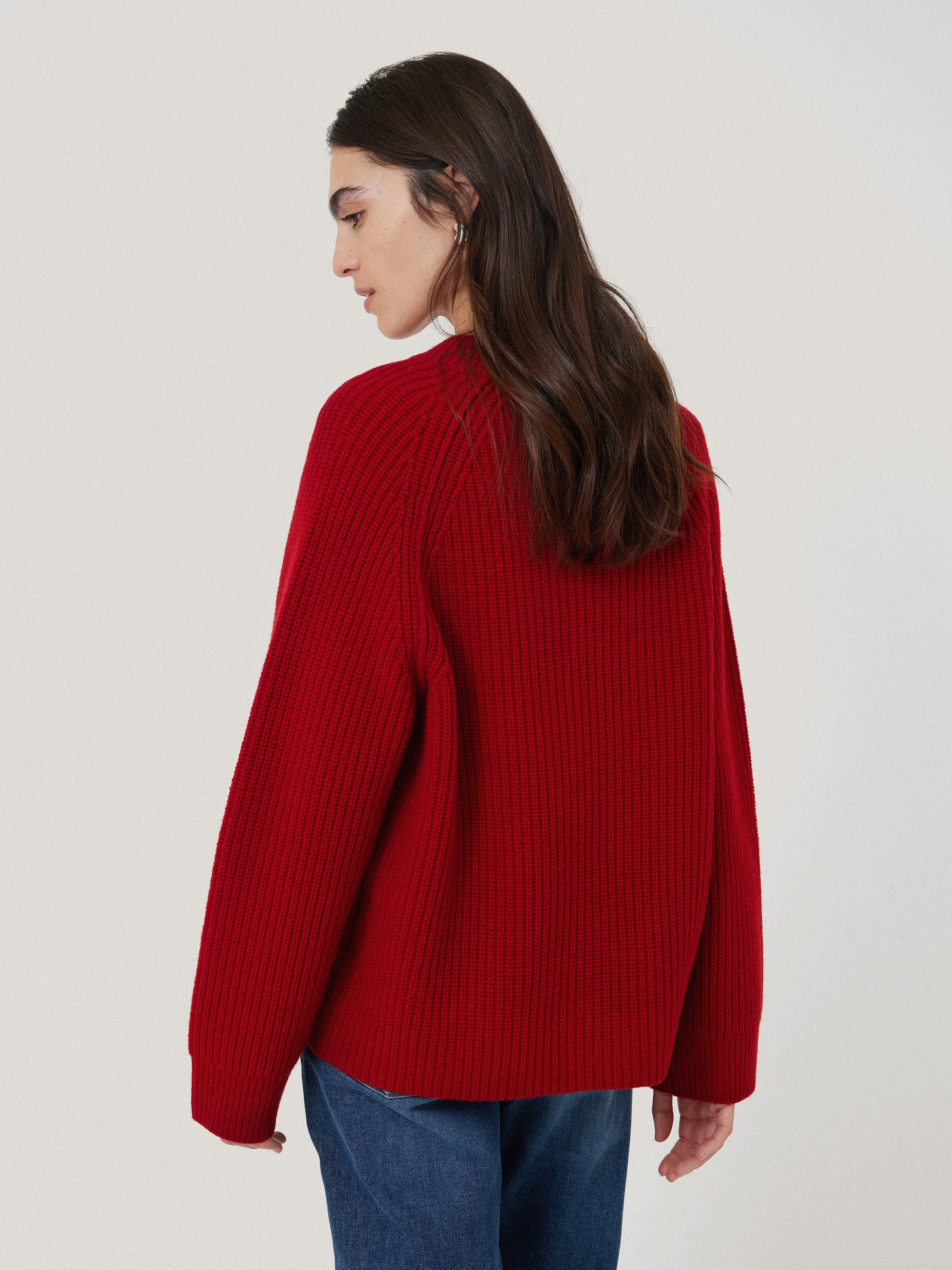 Fishermans Rib Crew Jumper | Red - Image 5