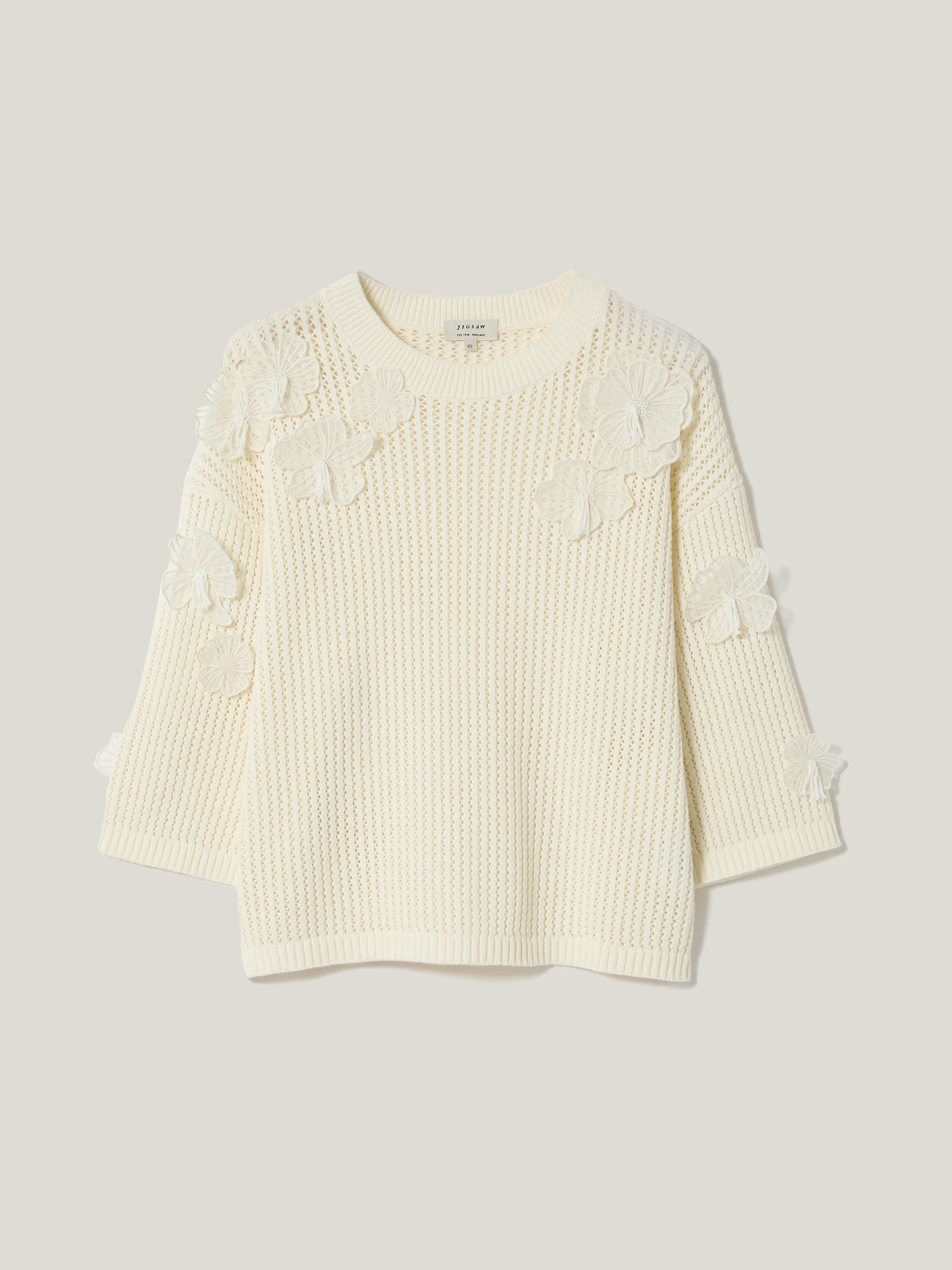 Floral Applique Knit Top | Cream - Image 8