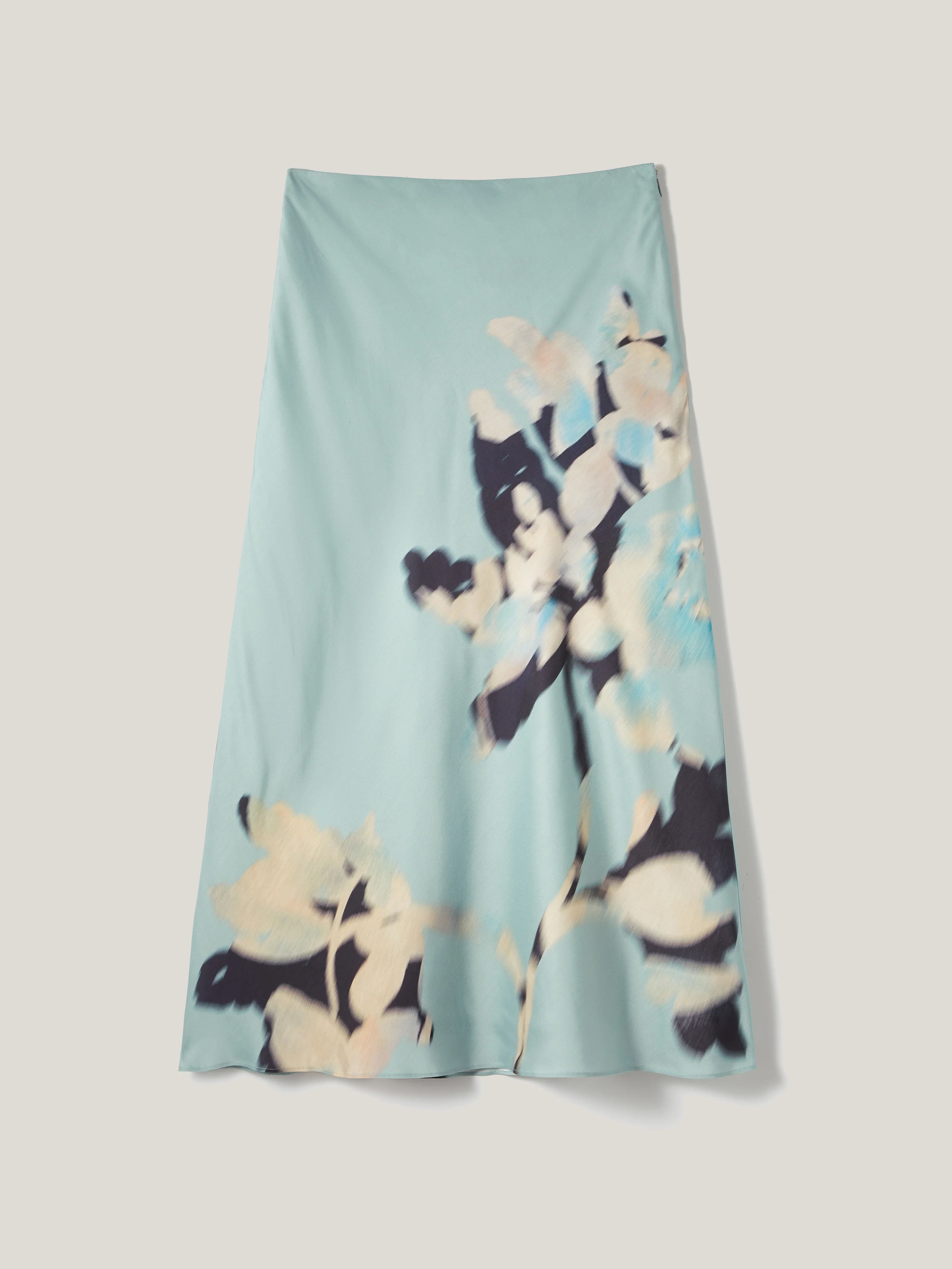 Floral Drift Silk Blend Skirt | Blue - Image 6
