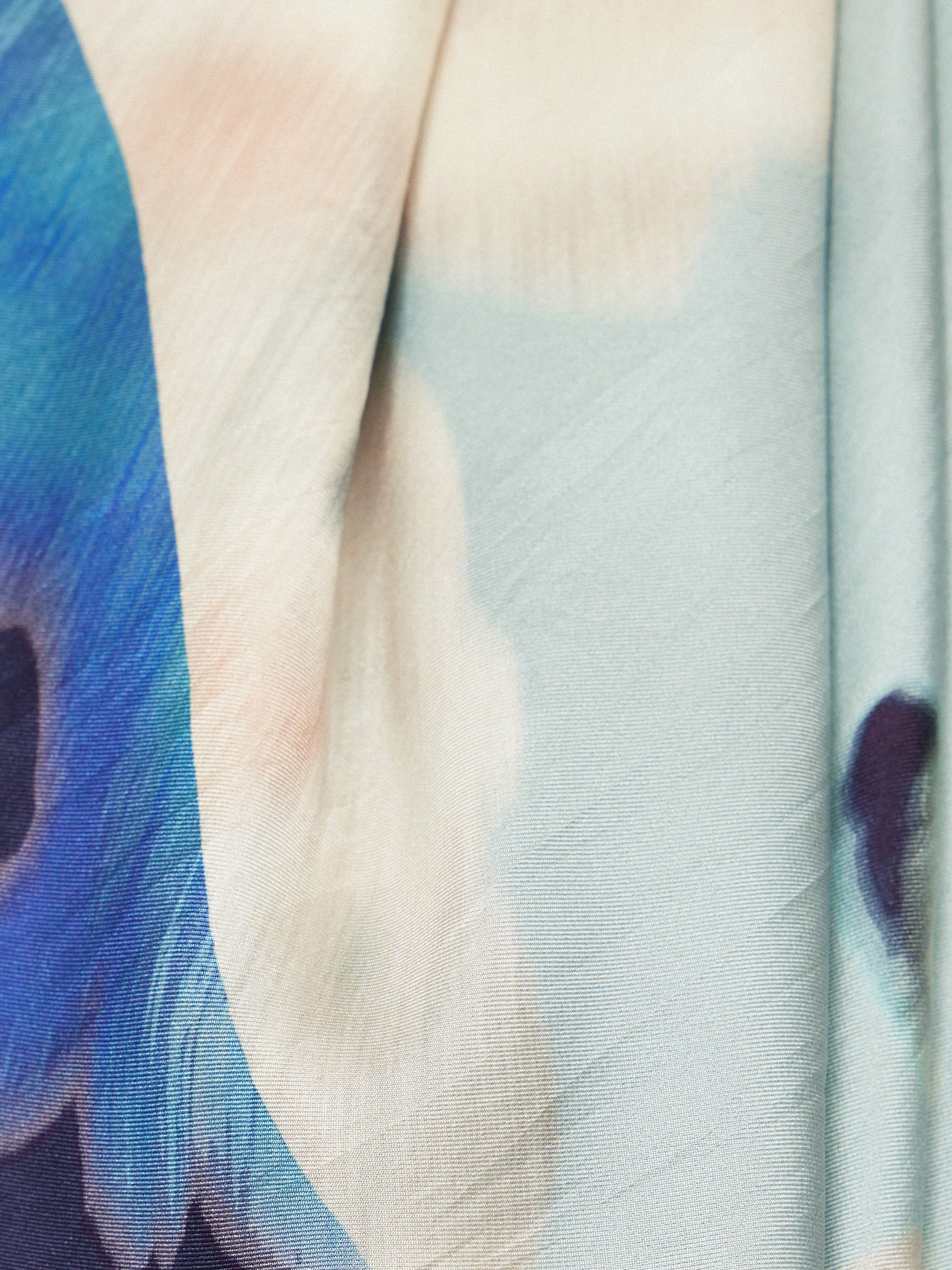 Floral Drift Silk Twill Scarf | Blue - Image 5