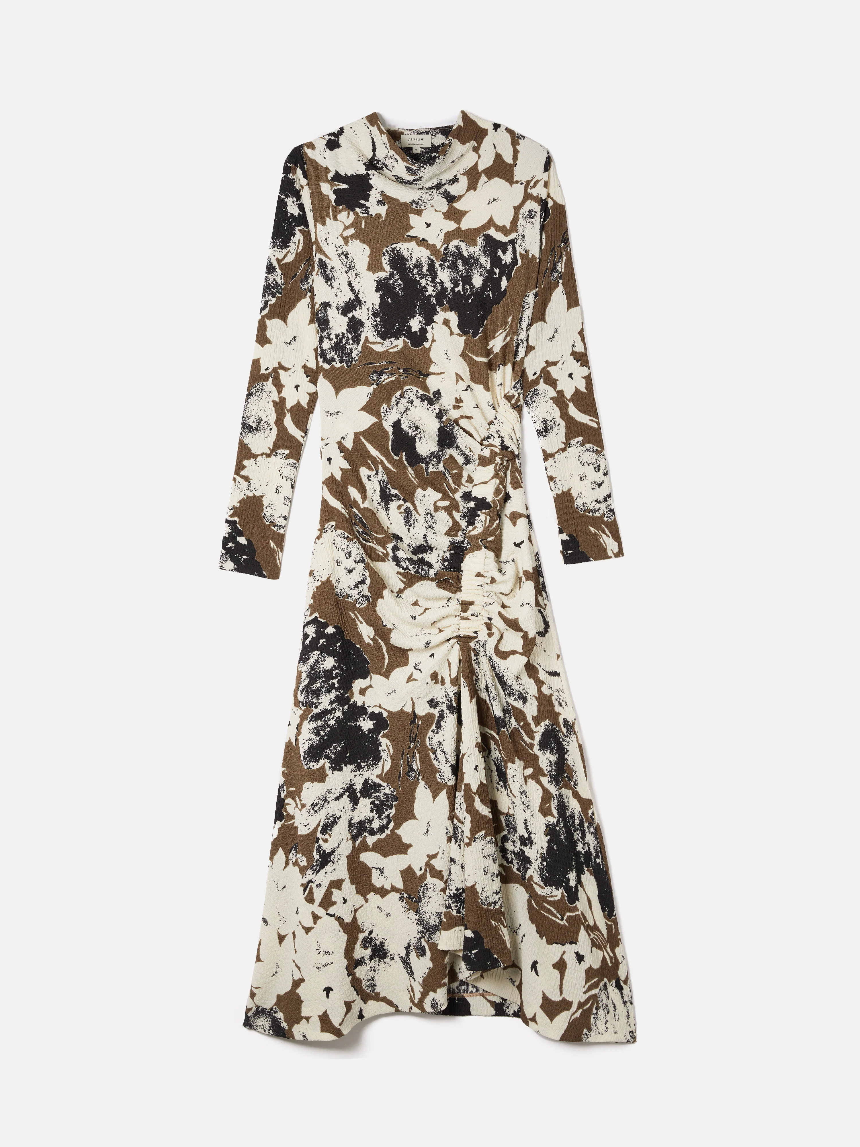 Floral Echo Ruched Dress | Khaki - Image 7