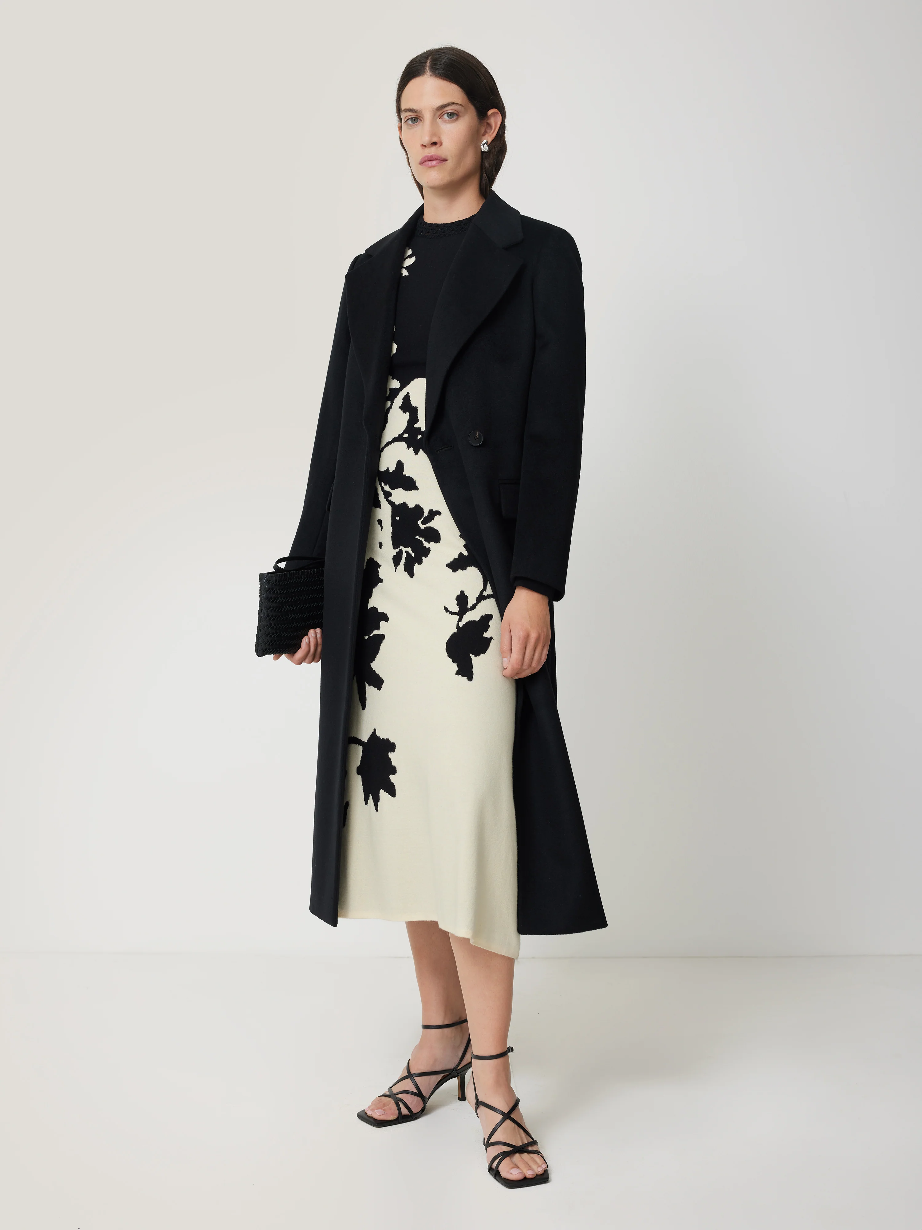 Floral Jacquard Knitted Dress | Monochrome - Image 5