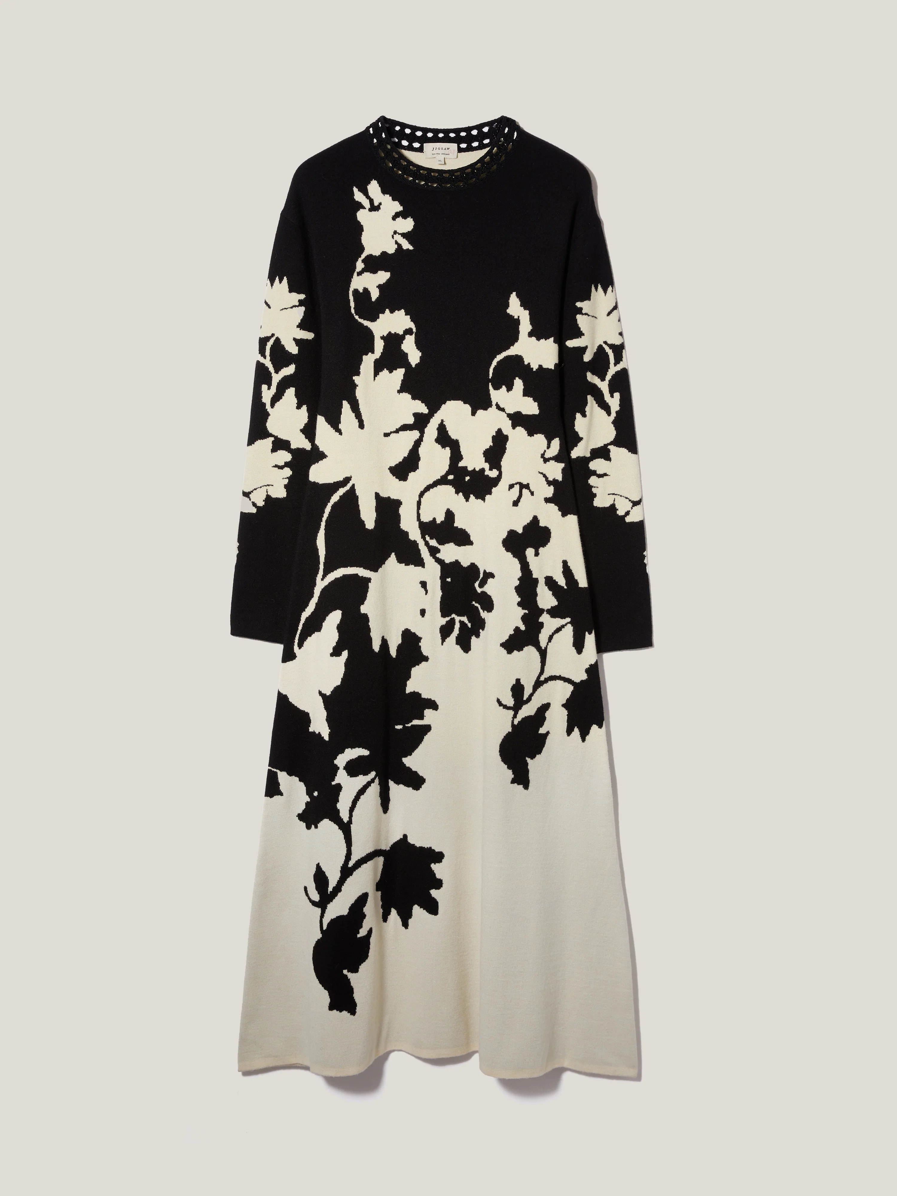 Floral Jacquard Knitted Dress | Monochrome - Image 7