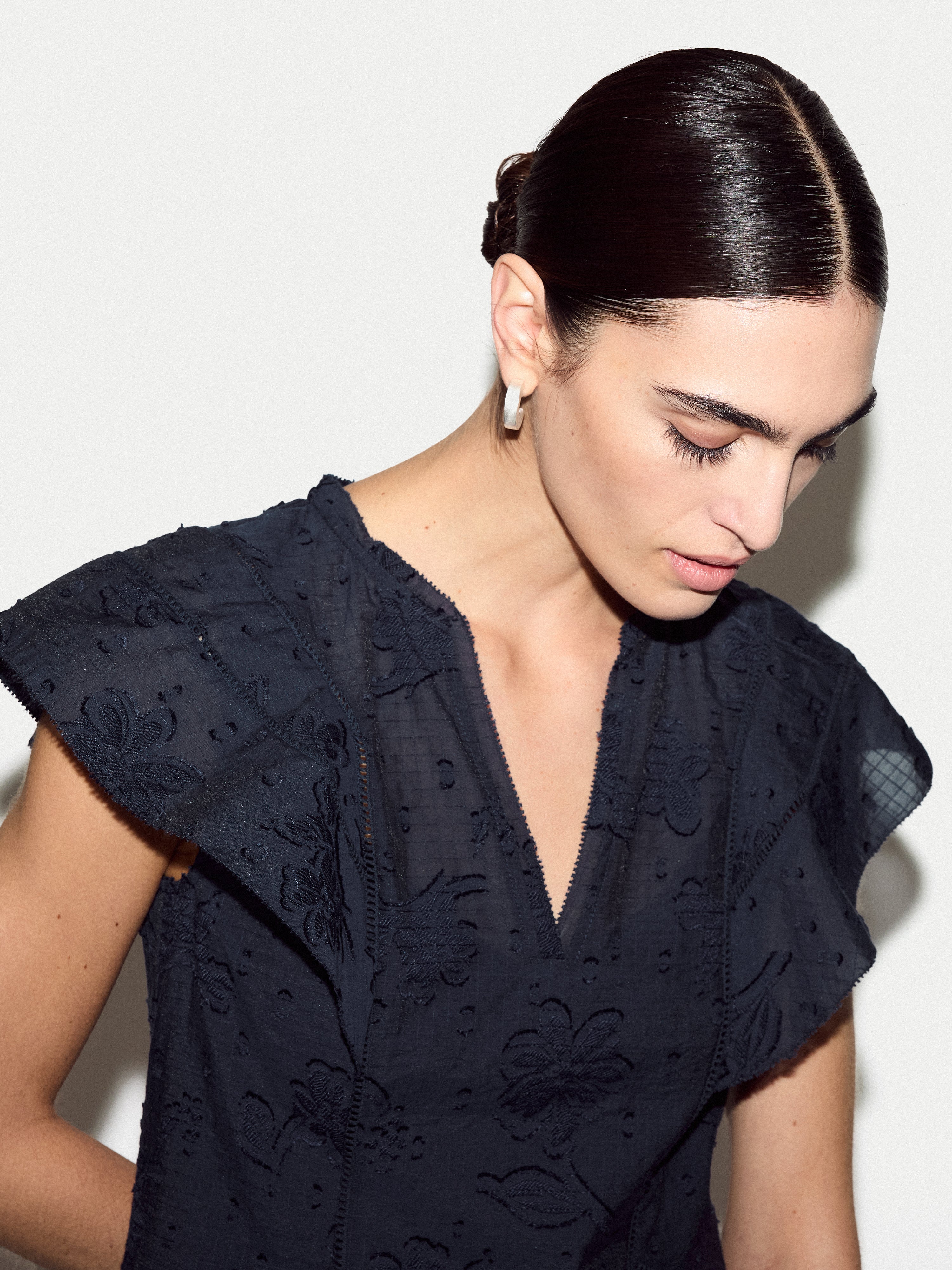 Floral Jacquard Mini Dress | Navy - Image 4