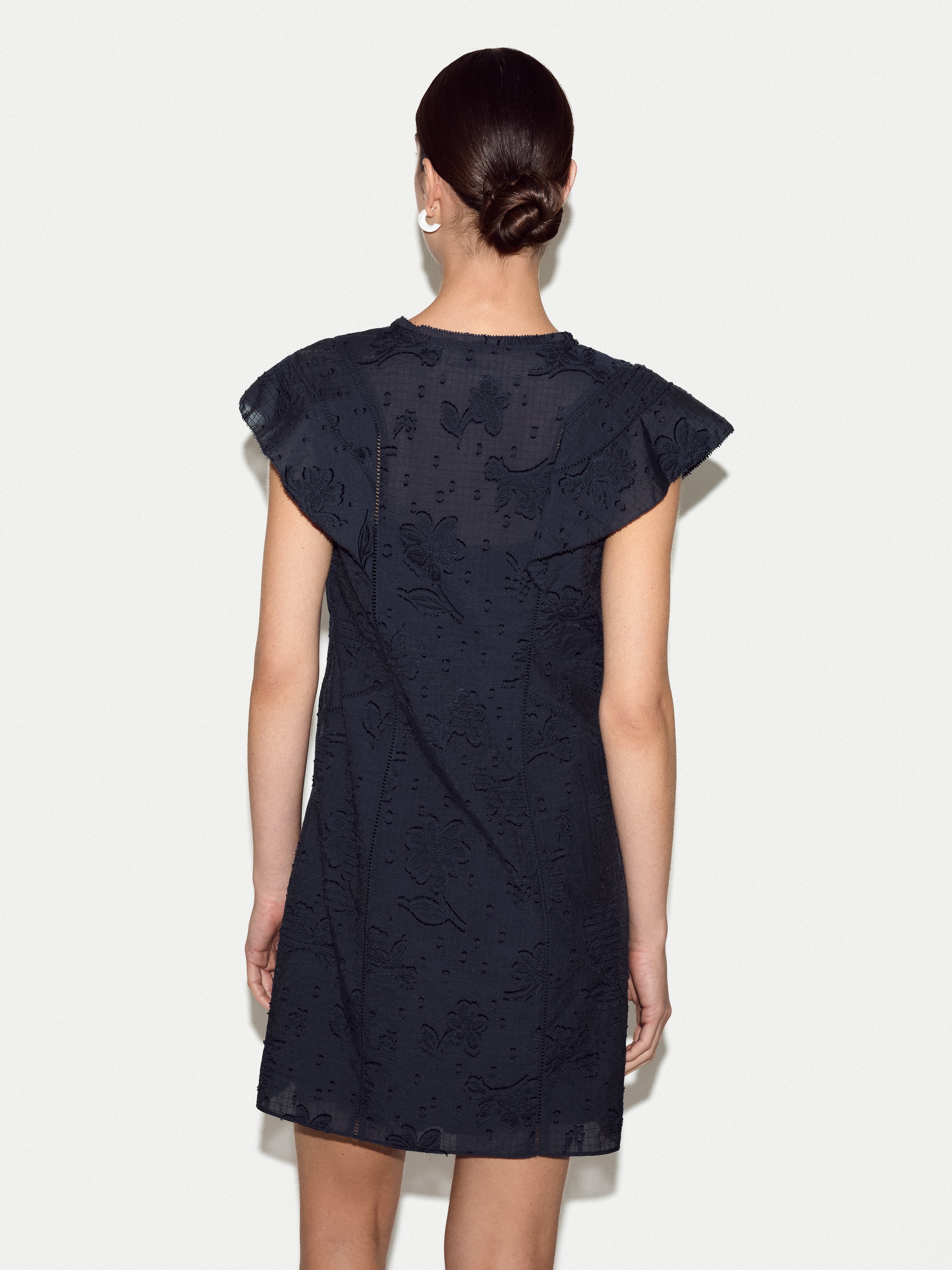 Floral Jacquard Mini Dress | Navy - Image 5