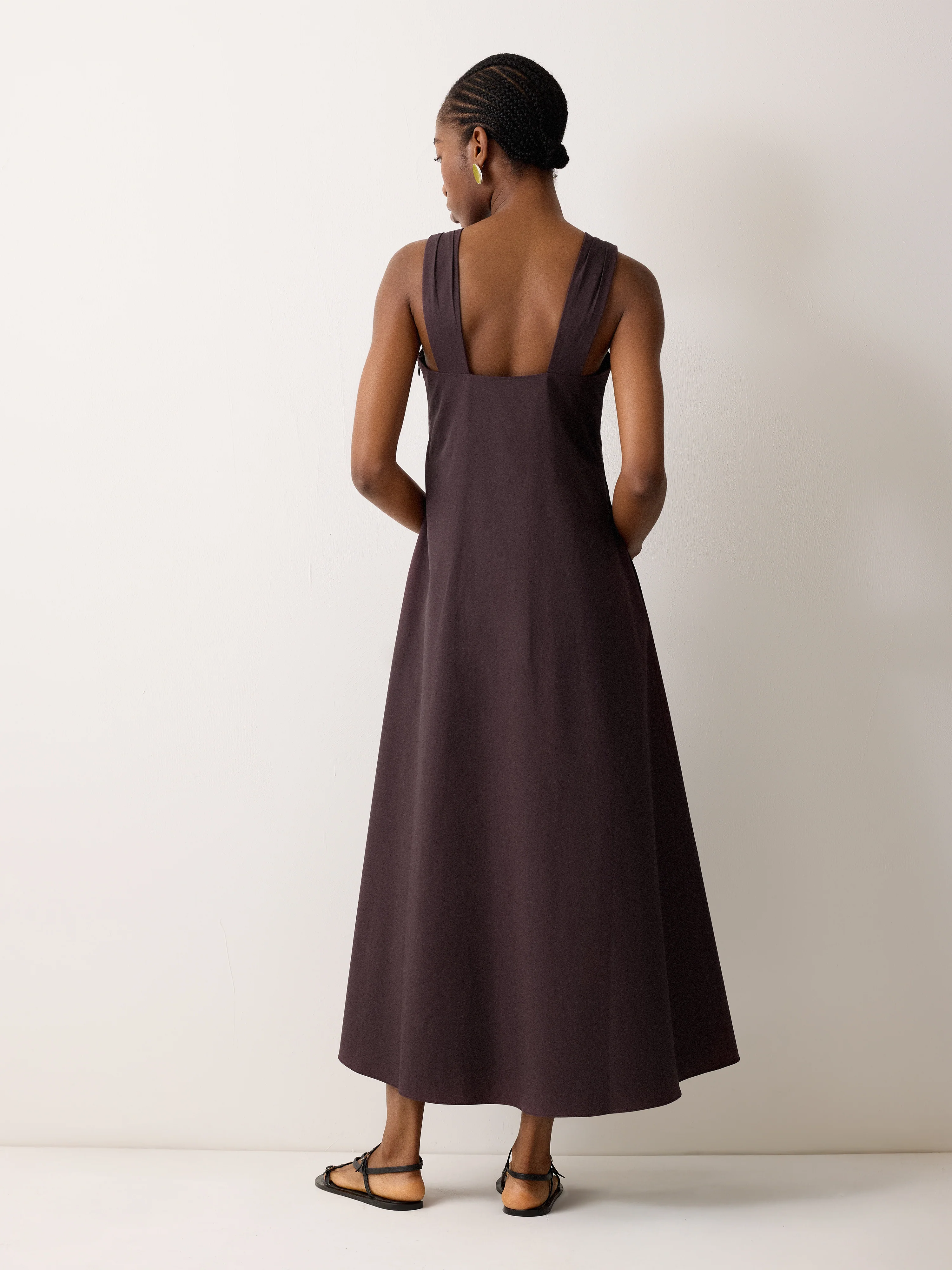 Flower Applique Cotton Dress | Oxblood - Image 4