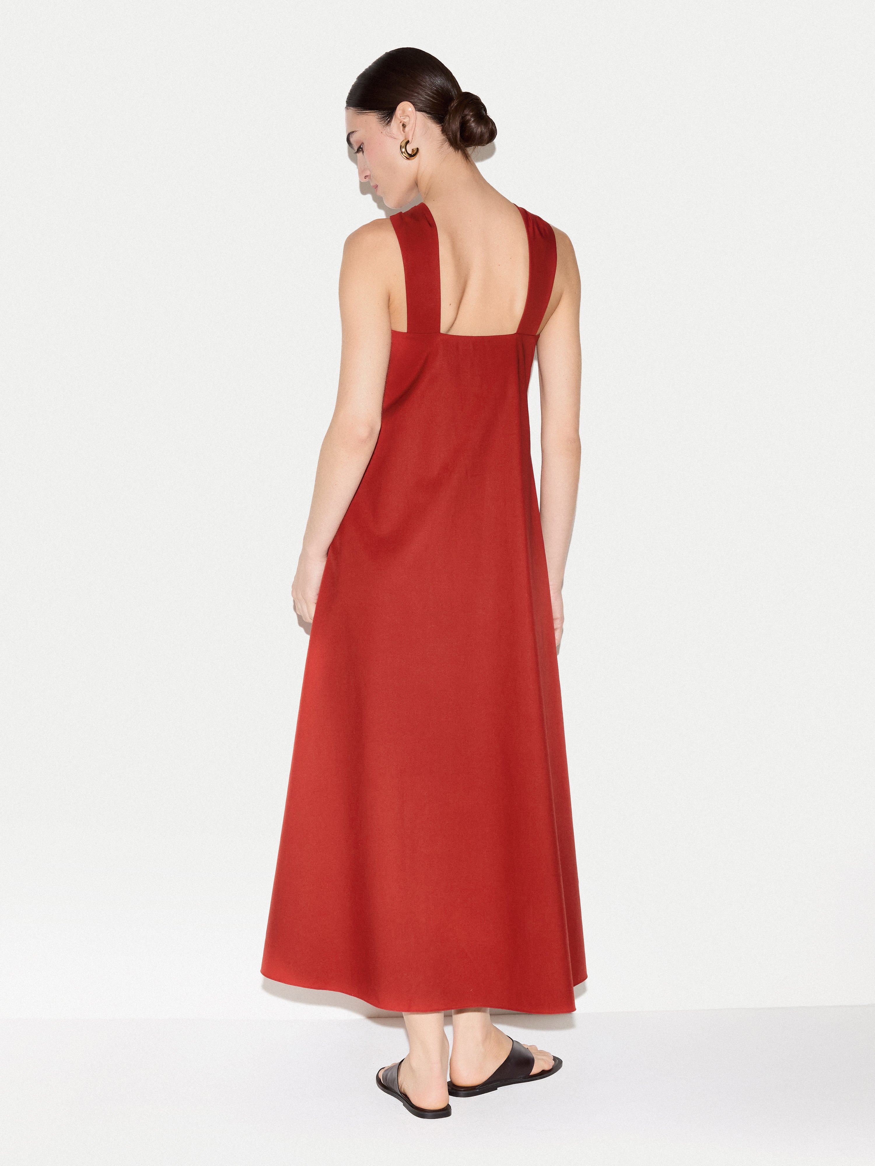 Flower Applique Cotton Dress | Red - Image 4