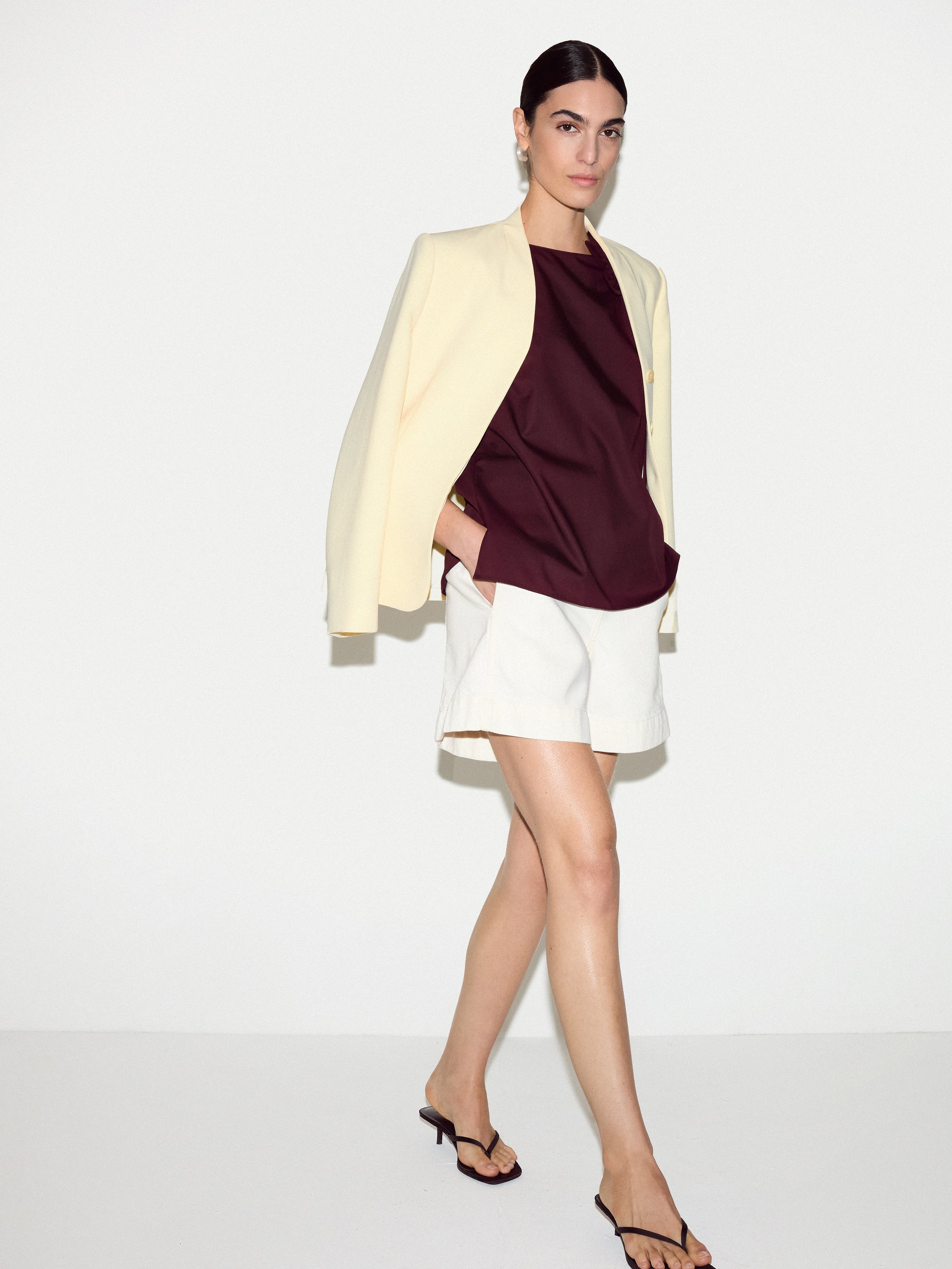 Flower Applique Cotton Top | Burgundy - Image 6
