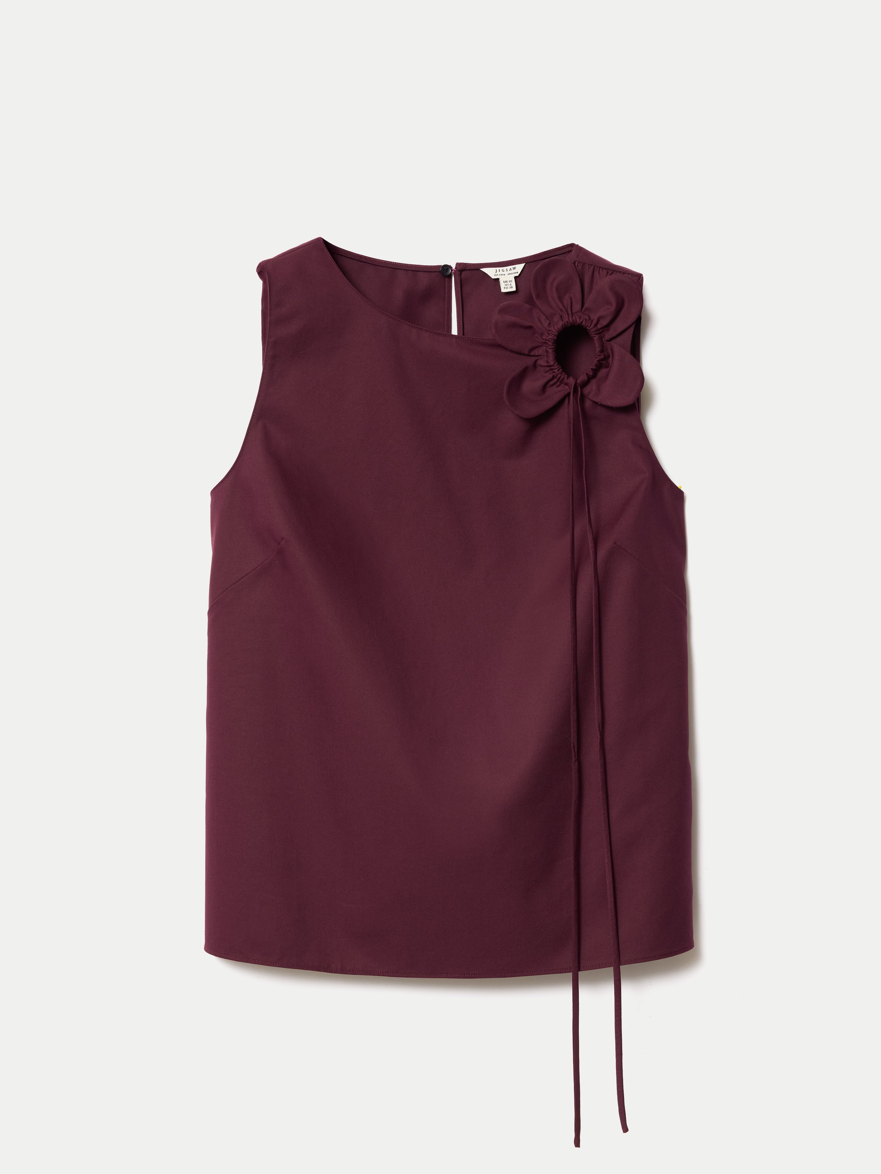 Flower Applique Cotton Top | Burgundy - Image 8